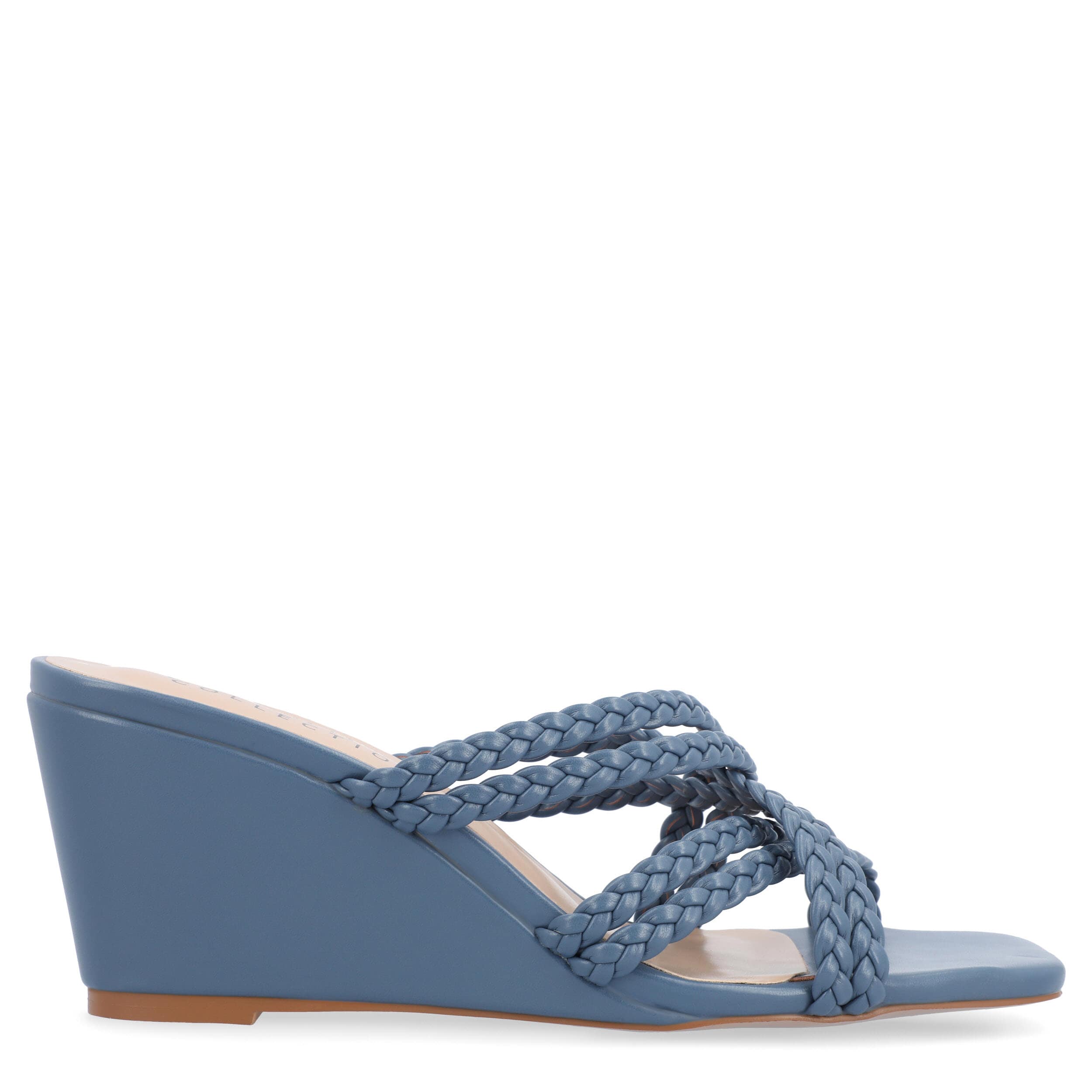 JOURNEE COLLECTION-WOMENS BAYLEN WEDGE SANDAL-BLUE & 
