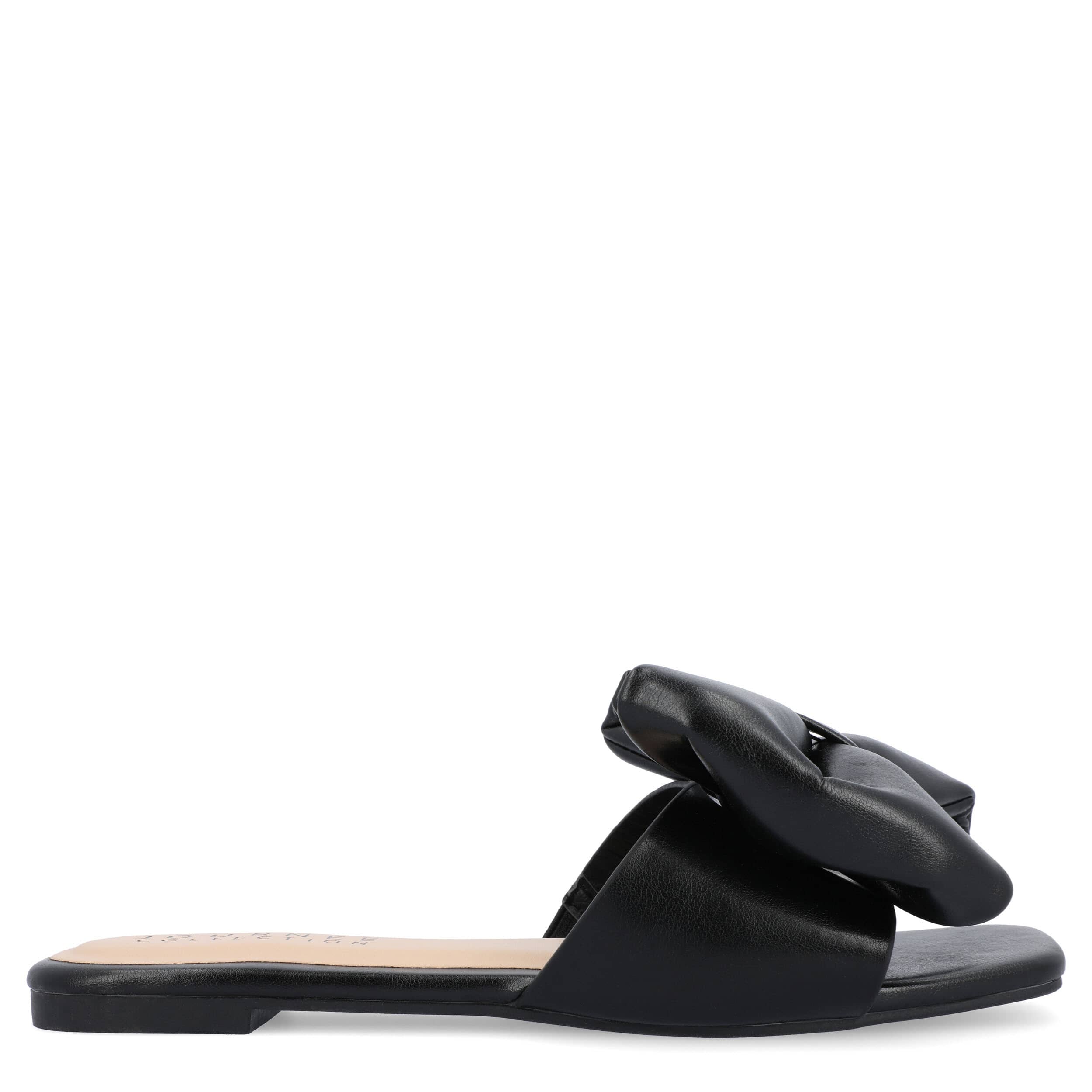 JOURNEE COLLECTION-WOMENS FAYRE SLIP ON SANDAL-BLACK & 