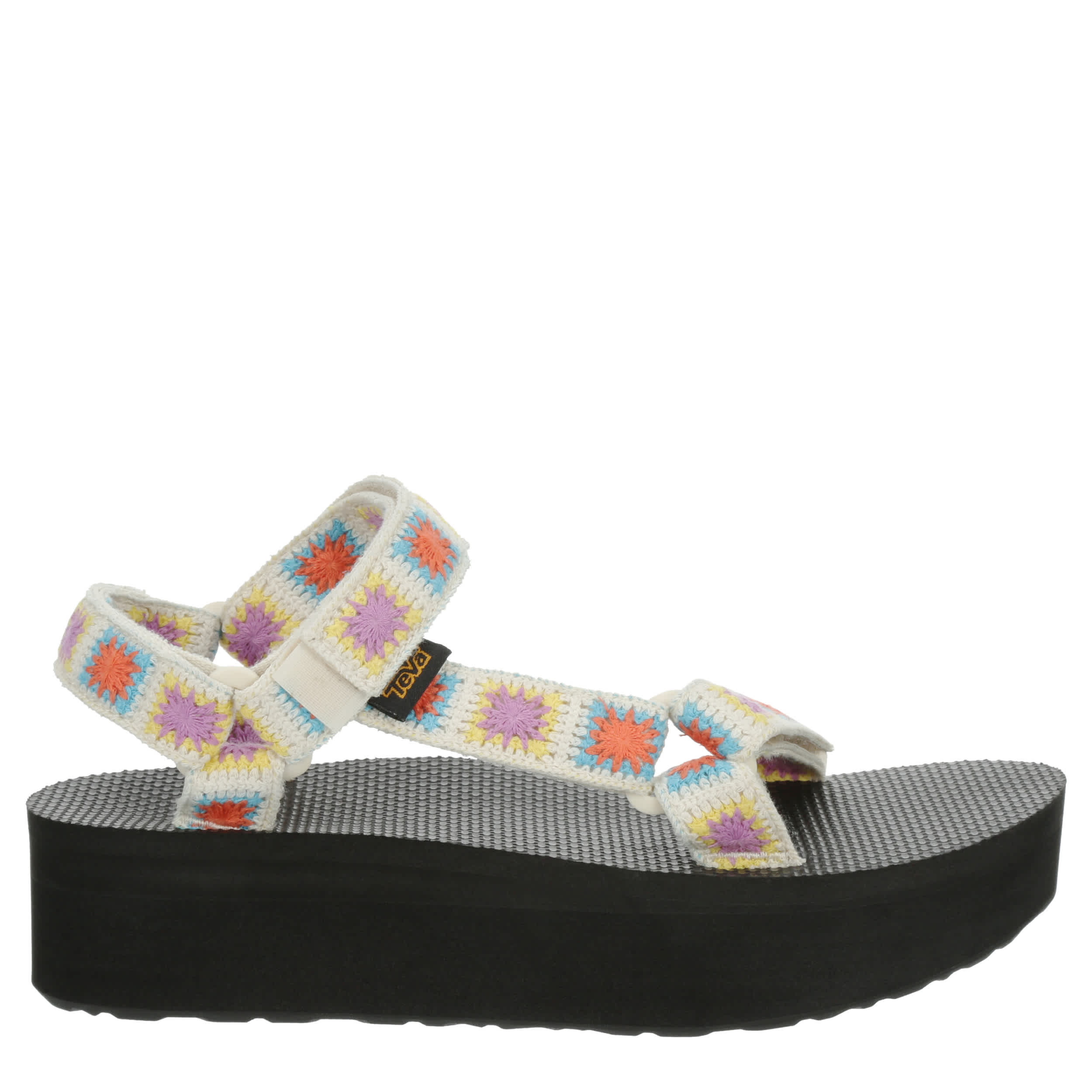TEVA-WOMENS FLATFORM CROCHET OUTDOOR SANDAL-NATURAL & MULTICOLOR