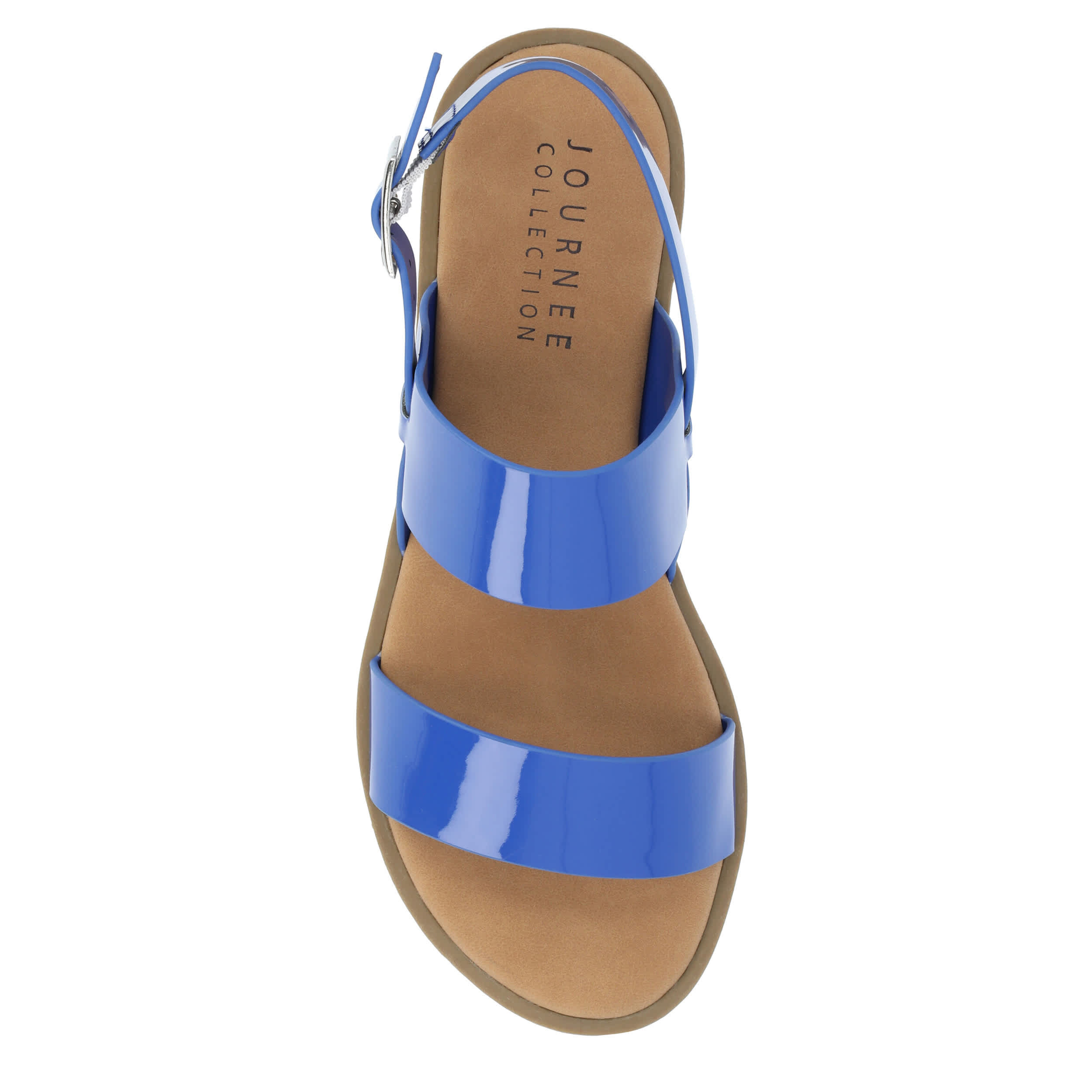 JOURNEE COLLECTION-WOMENS LAVINE WIDE FLAT SANDAL-NAVY & 
