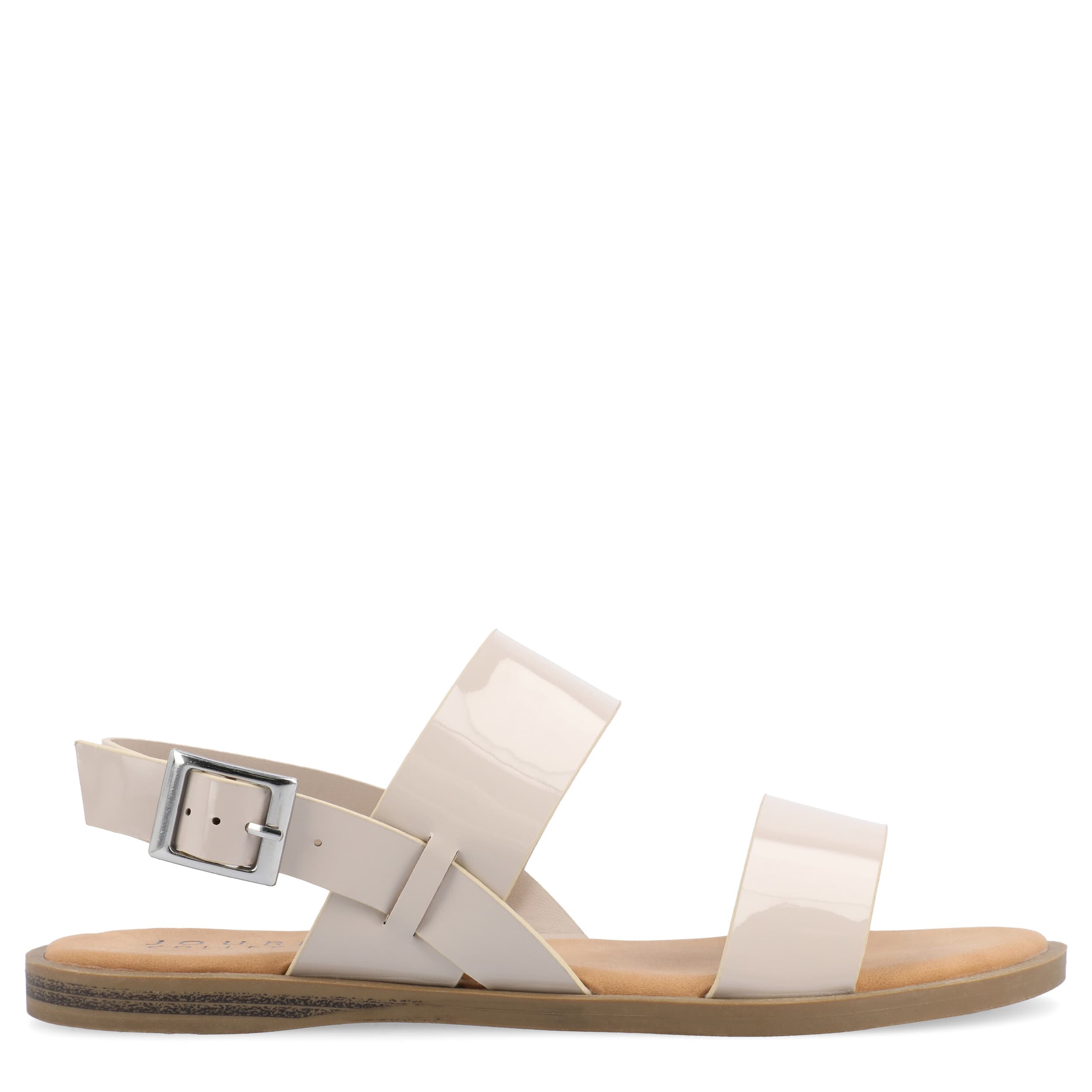 JOURNEE COLLECTION-WOMENS LAVINE WIDE FLAT SANDAL-KHAKI & 