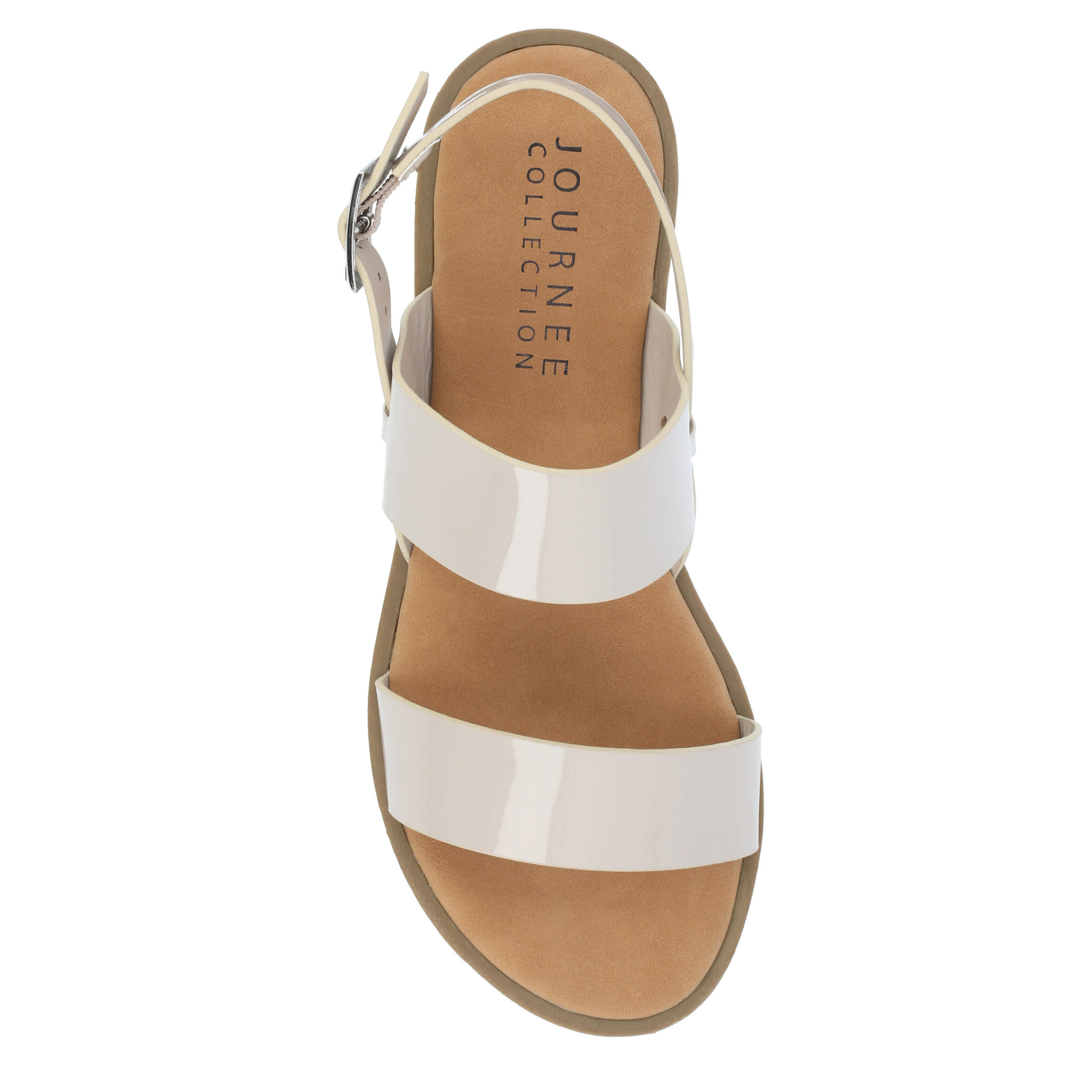 JOURNEE COLLECTION-WOMENS LAVINE WIDE FLAT SANDAL-KHAKI & 