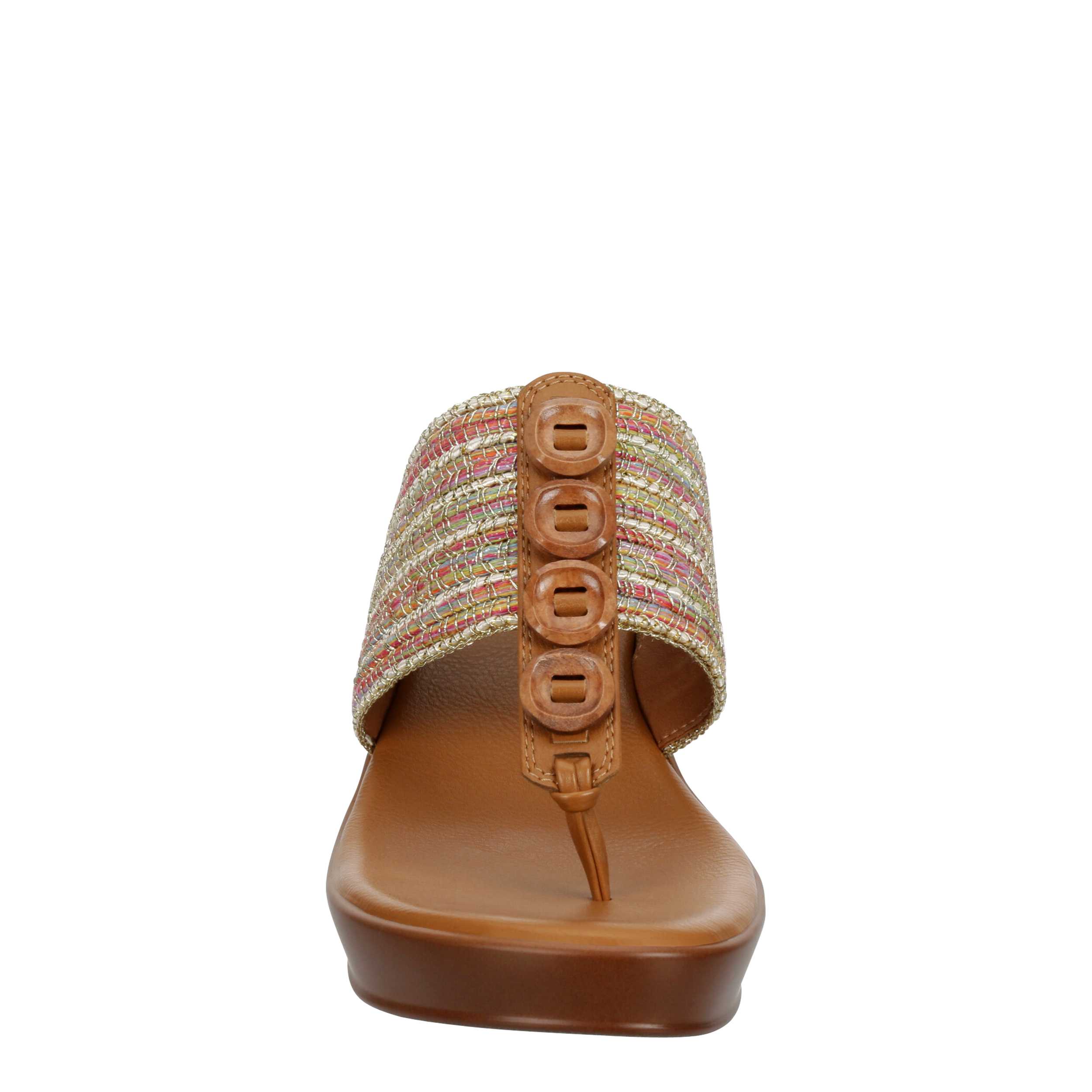 LAUREN BLAKWELL WOMENS MAHOGANY WEDGE SANDAL - TAN