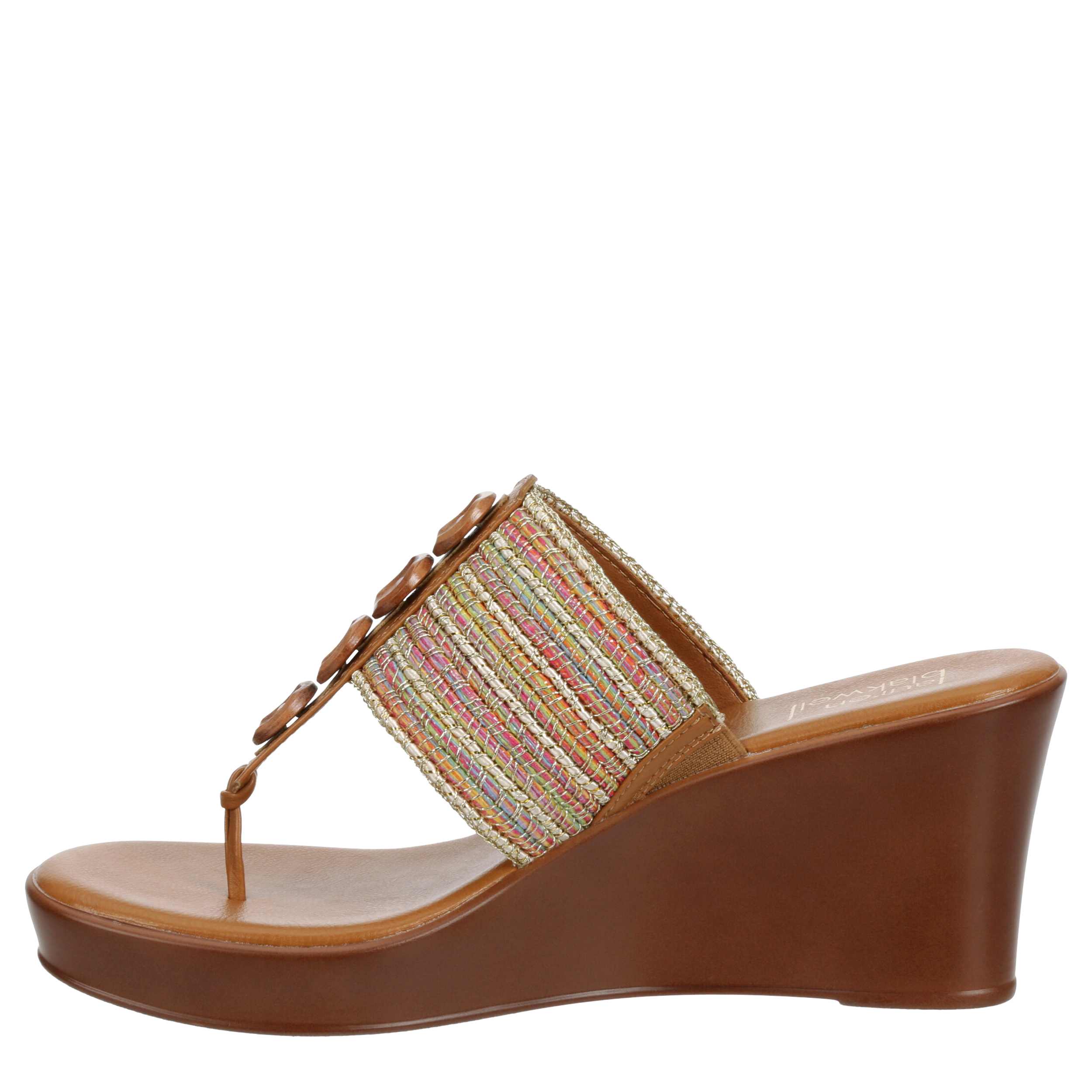 LAUREN BLAKWELL WOMENS MAHOGANY WEDGE SANDAL - TAN