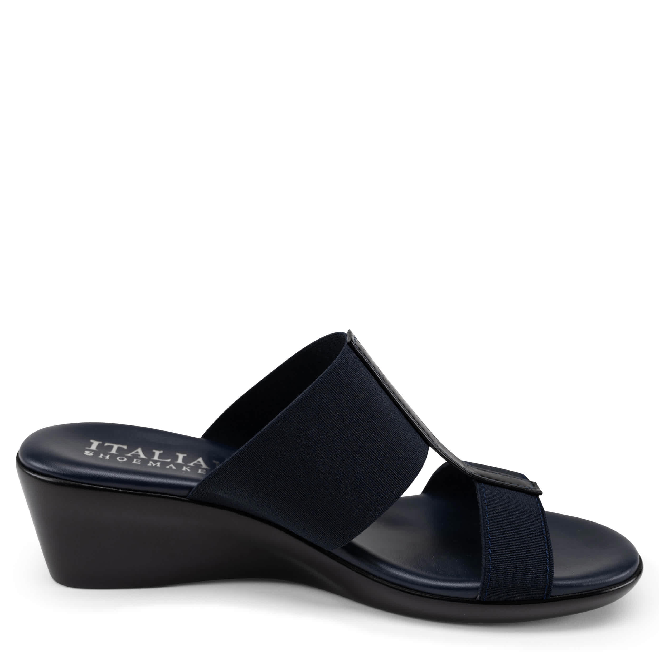 ITALIAN SHOEMAKERS-WOMENS SADEY WEDGE SANDAL-NAVY & 