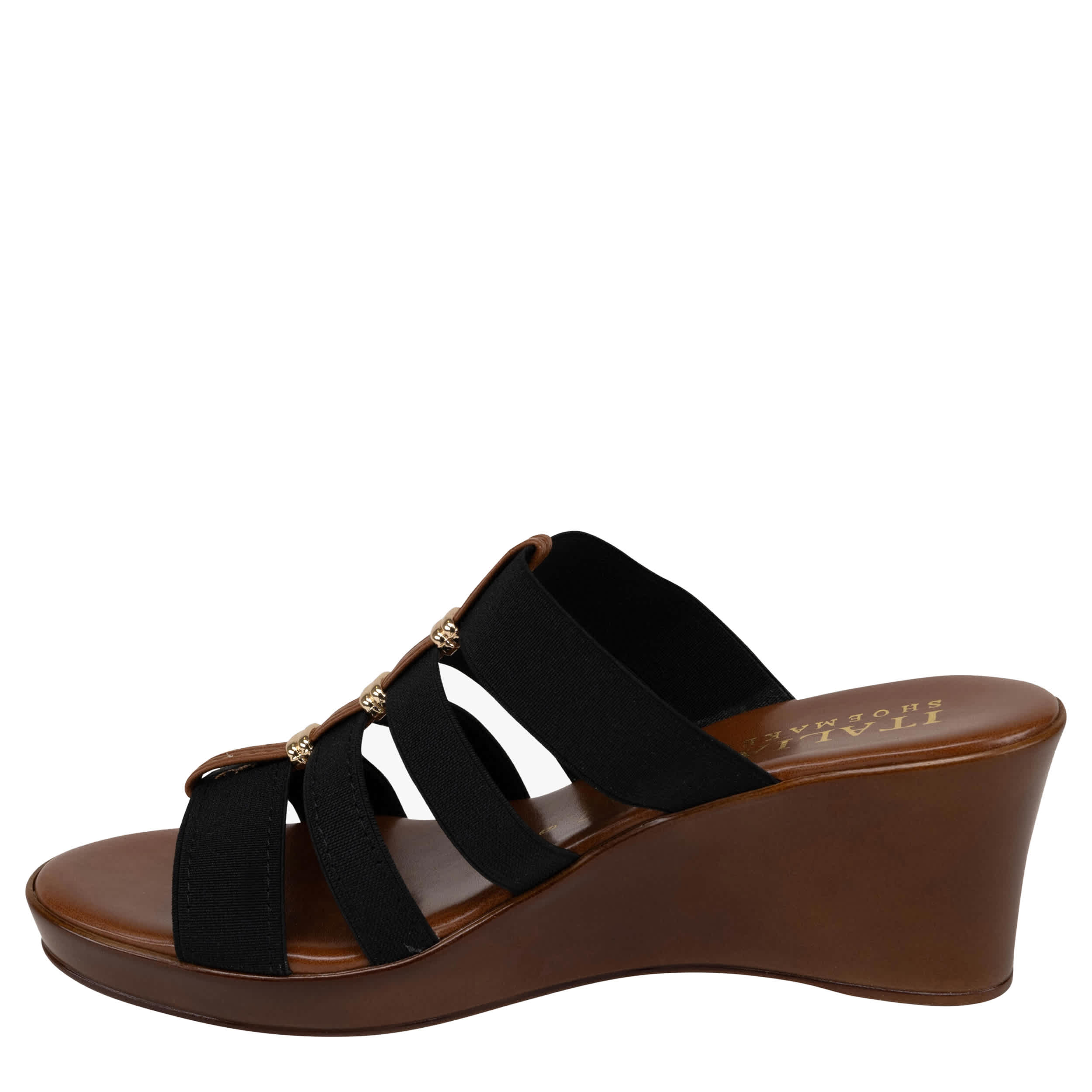 ITALIAN SHOEMAKERS-WOMENS CLOVER WEDGE SANDAL-BLACK & 