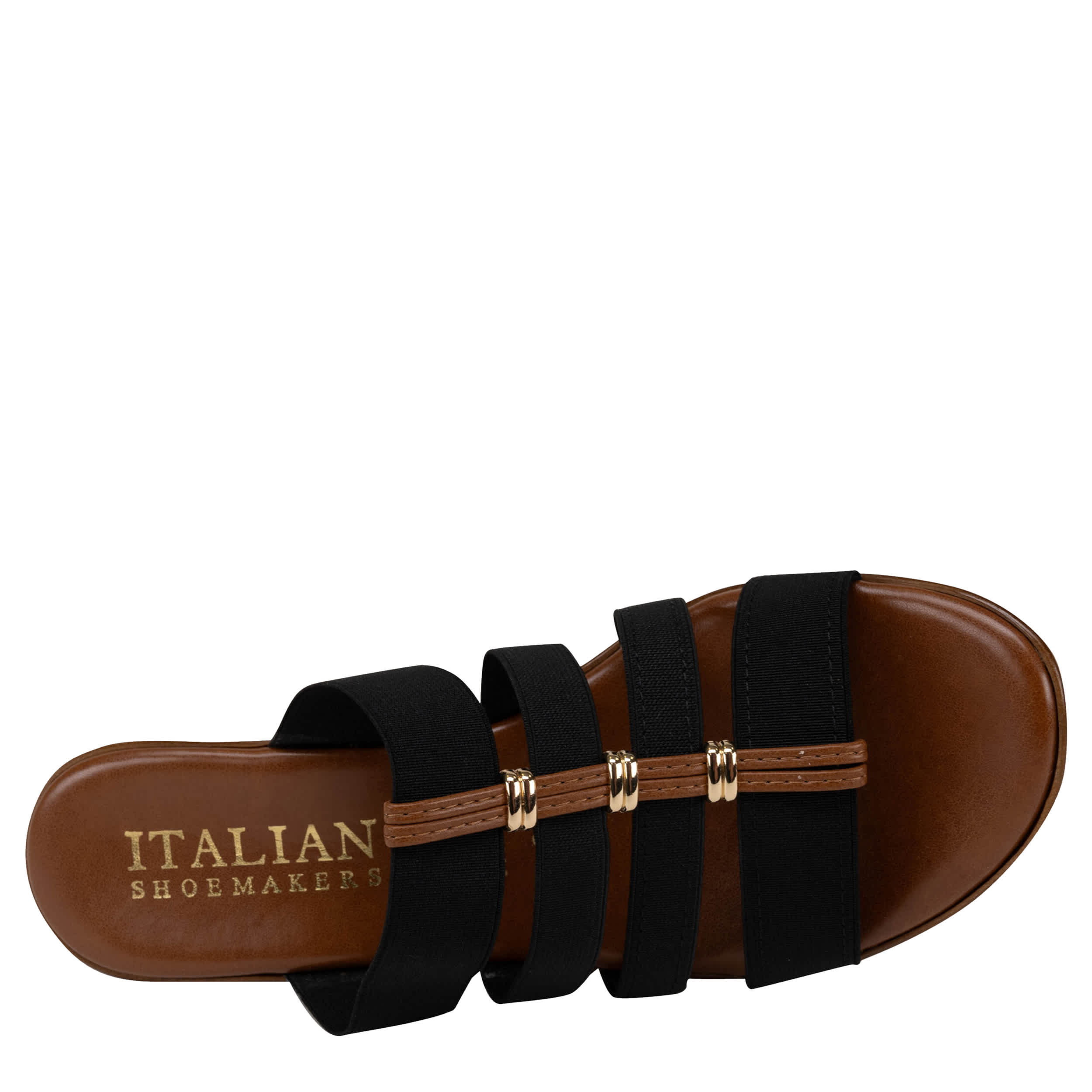 ITALIAN SHOEMAKERS-WOMENS CLOVER WEDGE SANDAL-BLACK & 