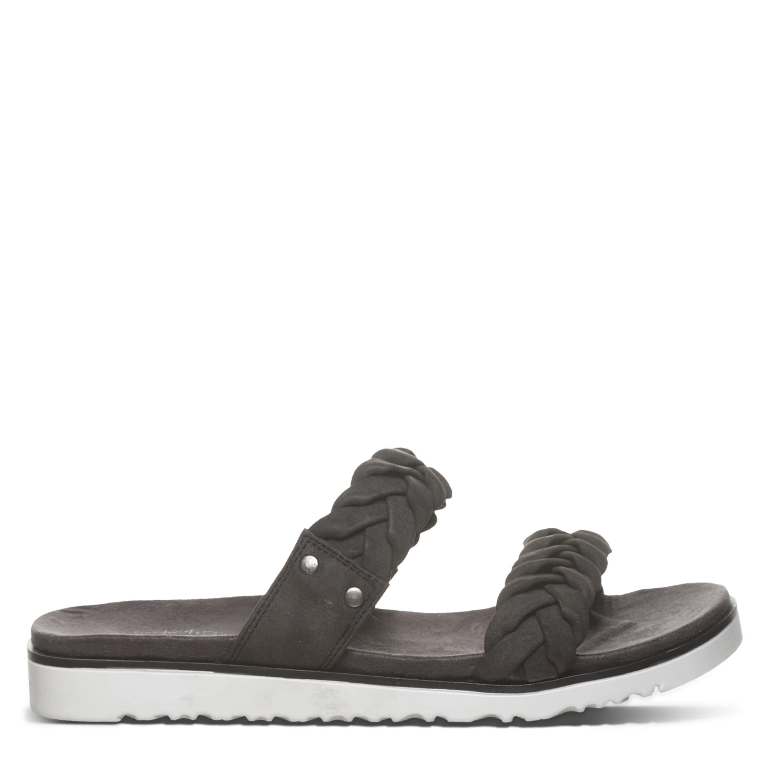 BEARPAW-WOMENS THESSA SLIDE SANDAL-DARK GREY & 
