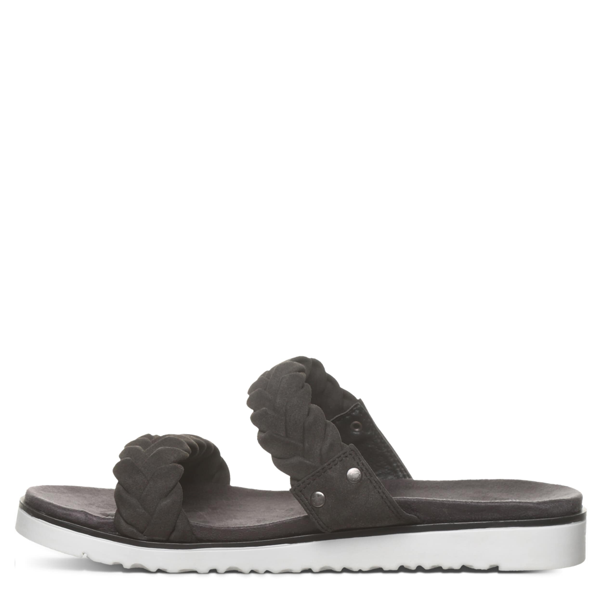 BEARPAW-WOMENS THESSA SLIDE SANDAL-DARK GREY & 