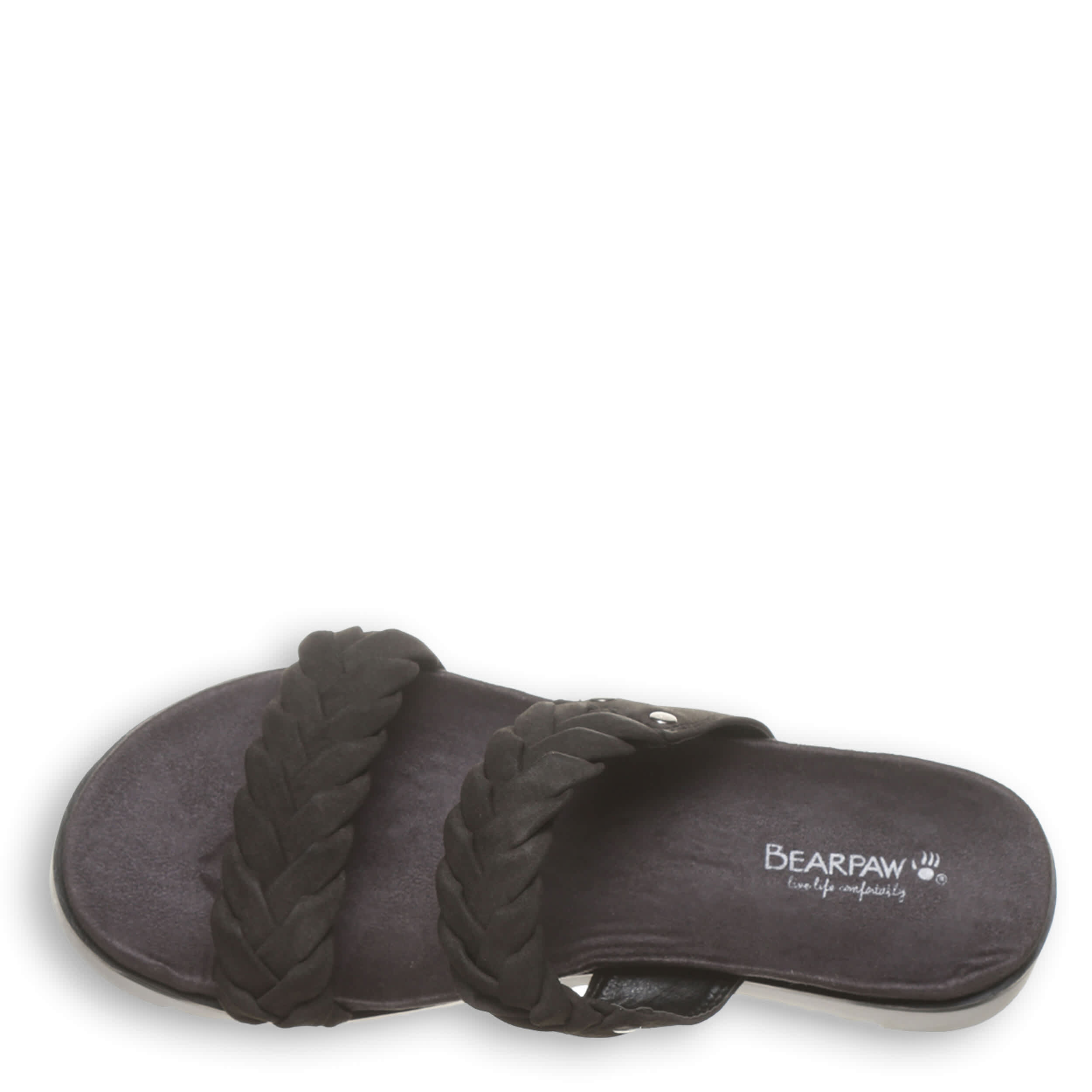 BEARPAW-WOMENS THESSA SLIDE SANDAL-DARK GREY & 