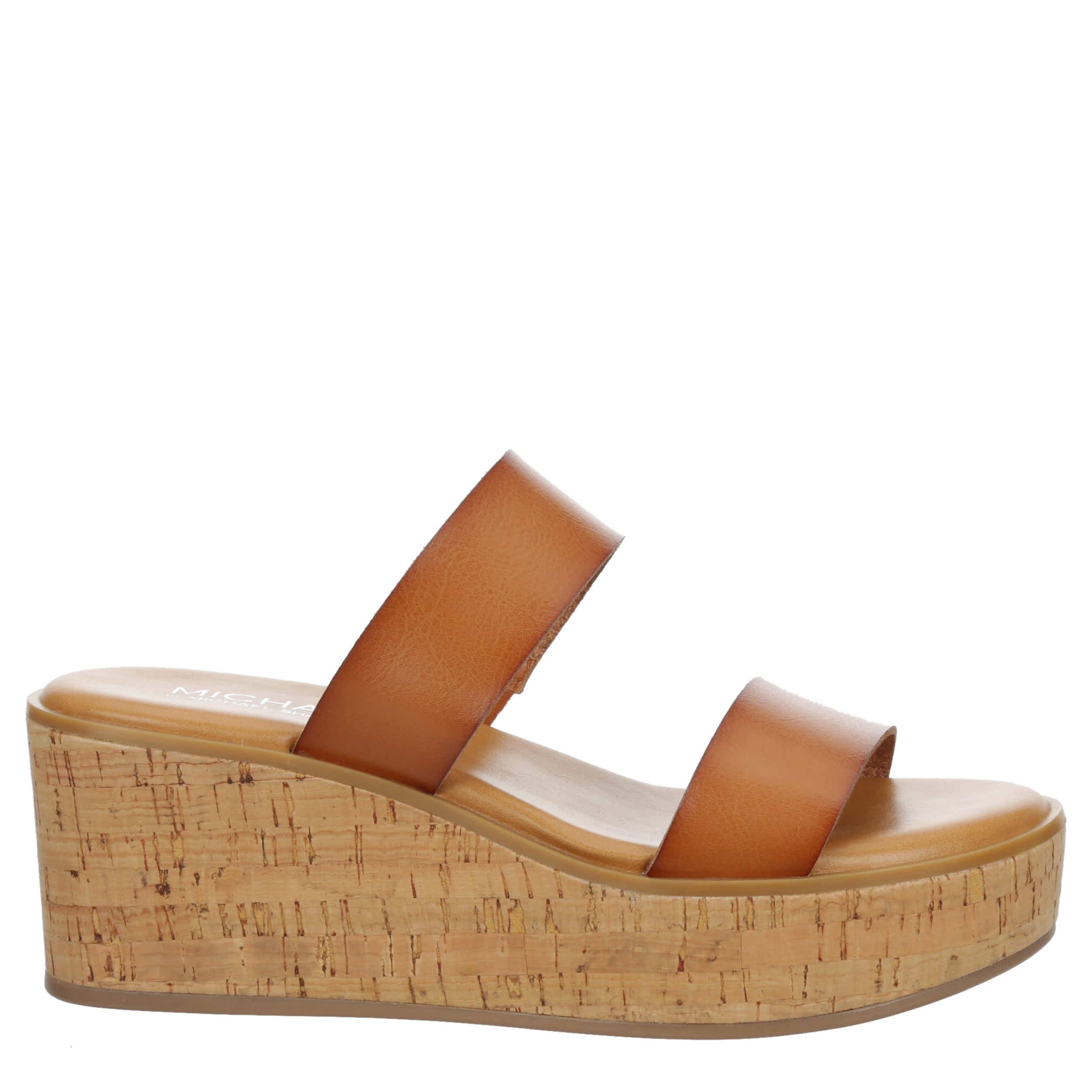 MICHAEL BY MICHAEL SHANNON-WOMENS PIERRE WEDGE SANDAL-COGNAC & 