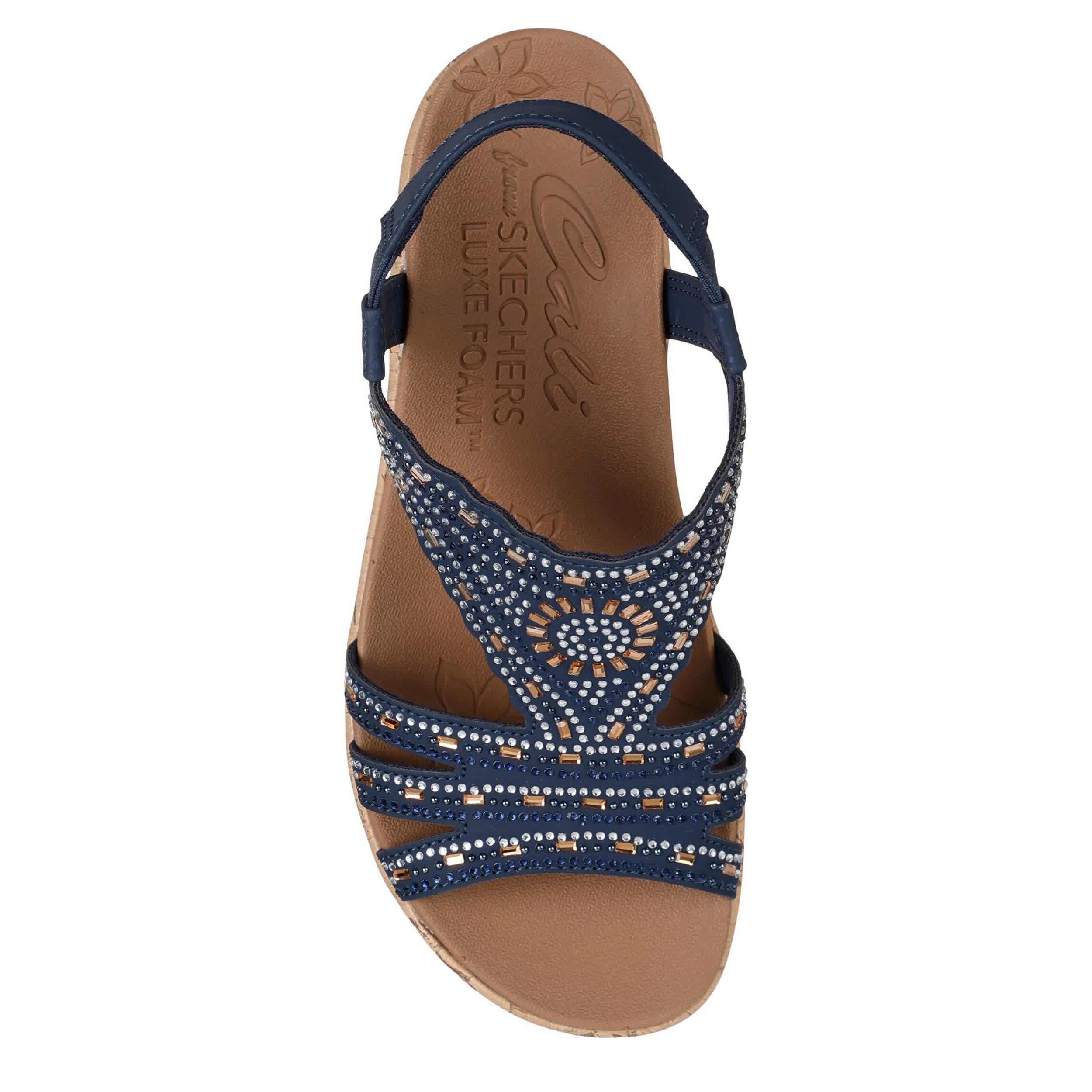 Navy Skechers Womens Beverlee Dazzling Charm Wedge Sandal | Rack