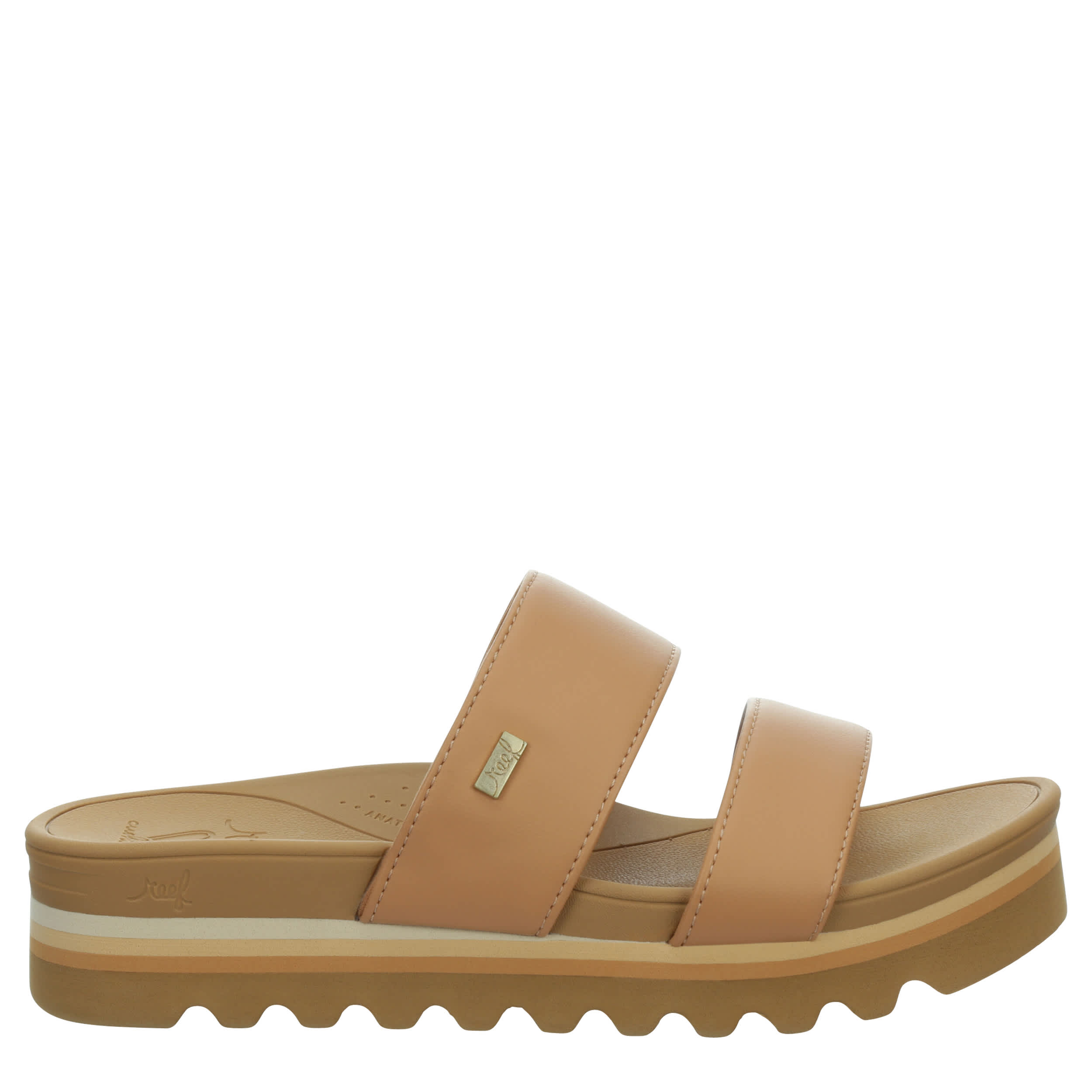 REEF WOMENS BANDED HORIZON HI SLIDE SANDAL - NATURAL