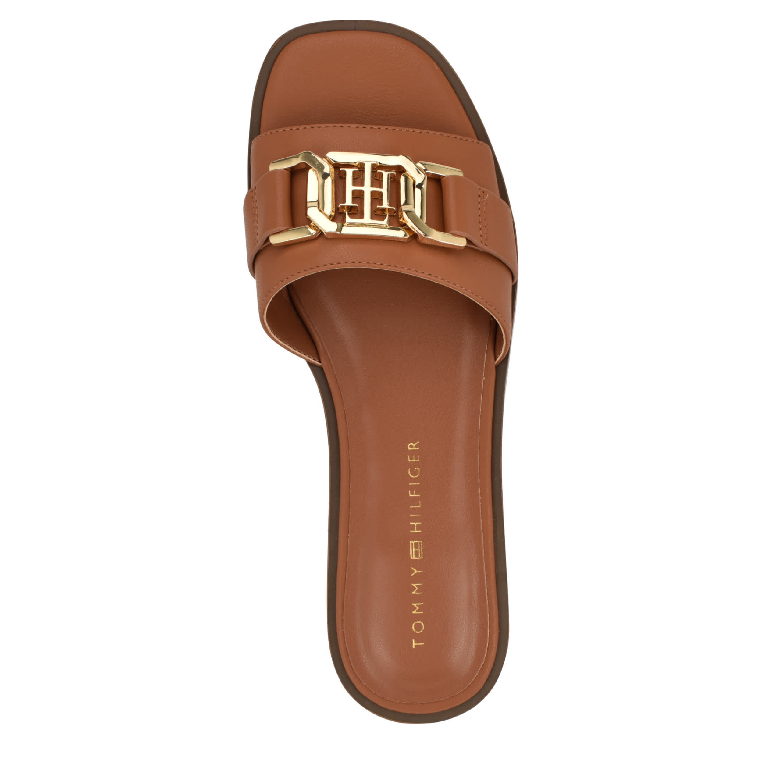 TOMMY HILFIGER WOMENS TRULEI SLIDE SANDAL - TAN