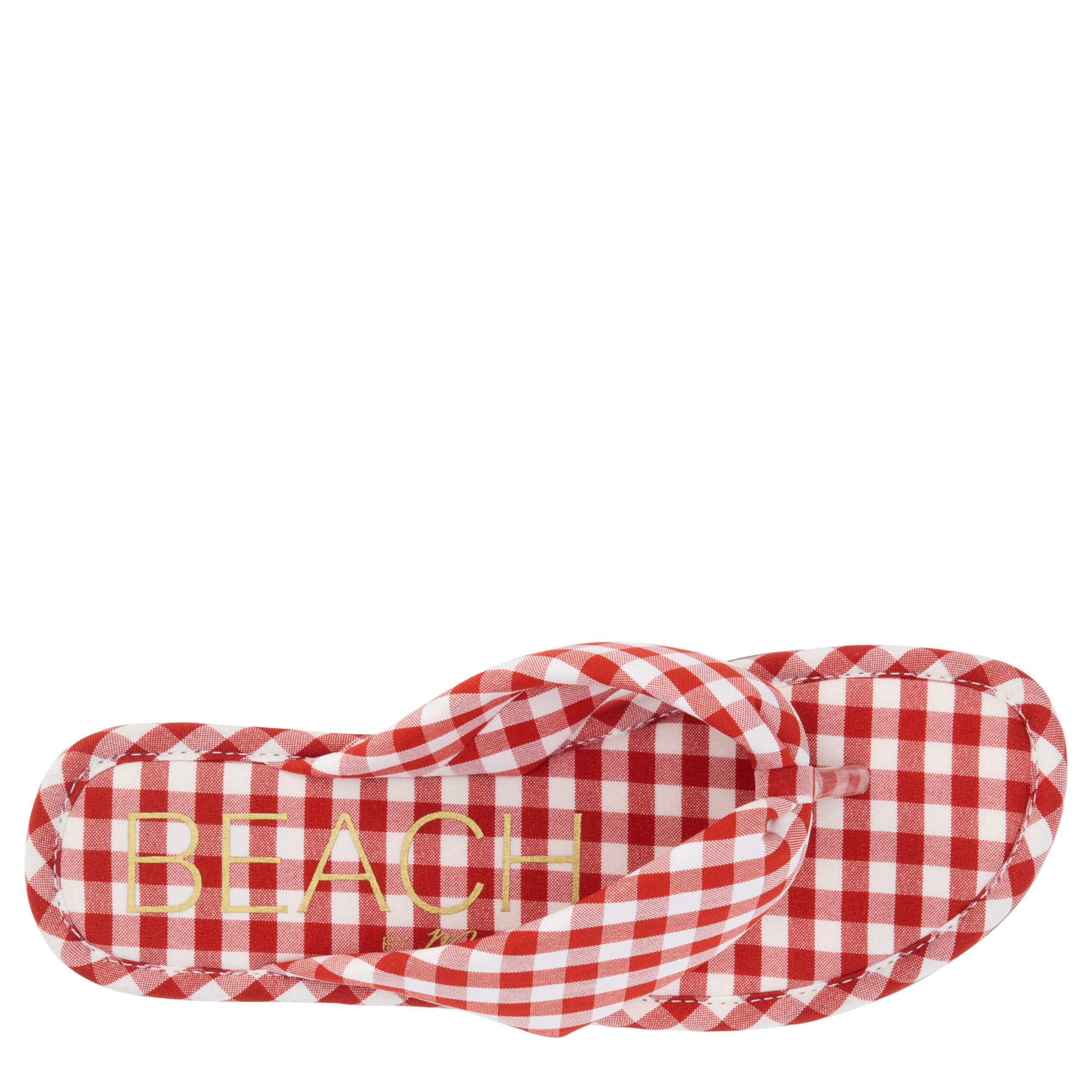 BEACH-WOMENS GIDGET FLIP FLOP SANDAL-RED & PLAID