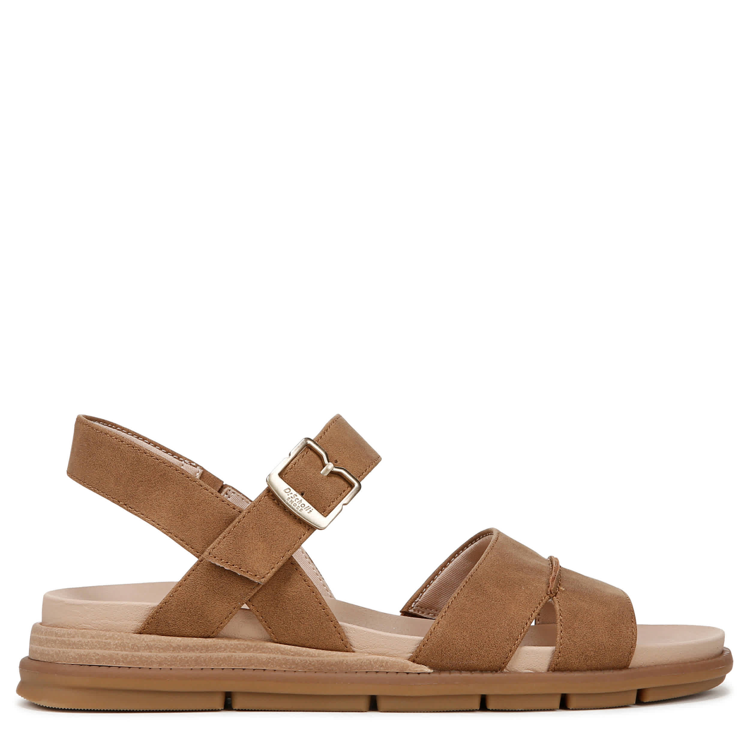 DR. SCHOLL'S-WOMENS TIMELESS FUN FLAT SANDAL-COGNAC & 