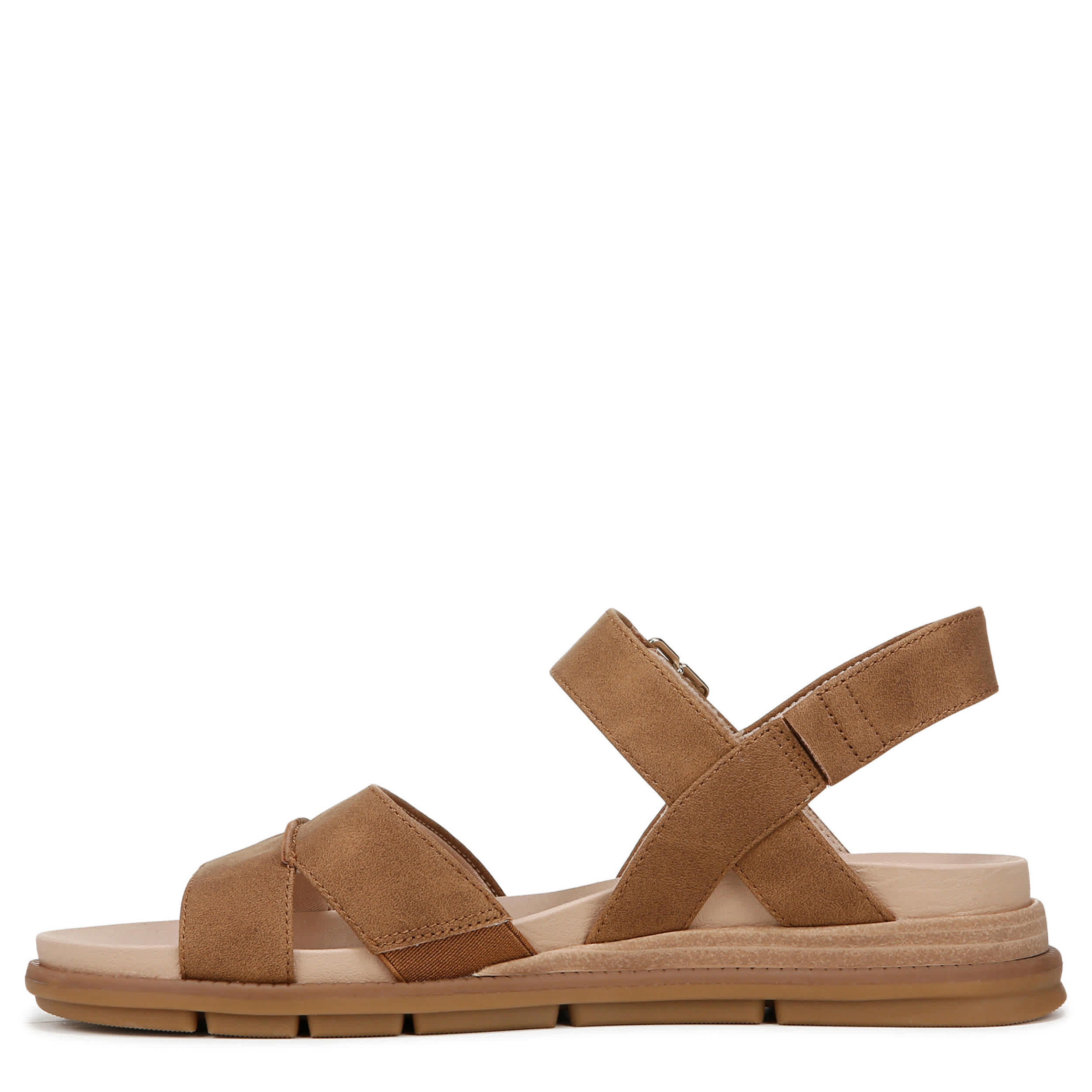 DR. SCHOLL'S-WOMENS TIMELESS FUN FLAT SANDAL-COGNAC & 