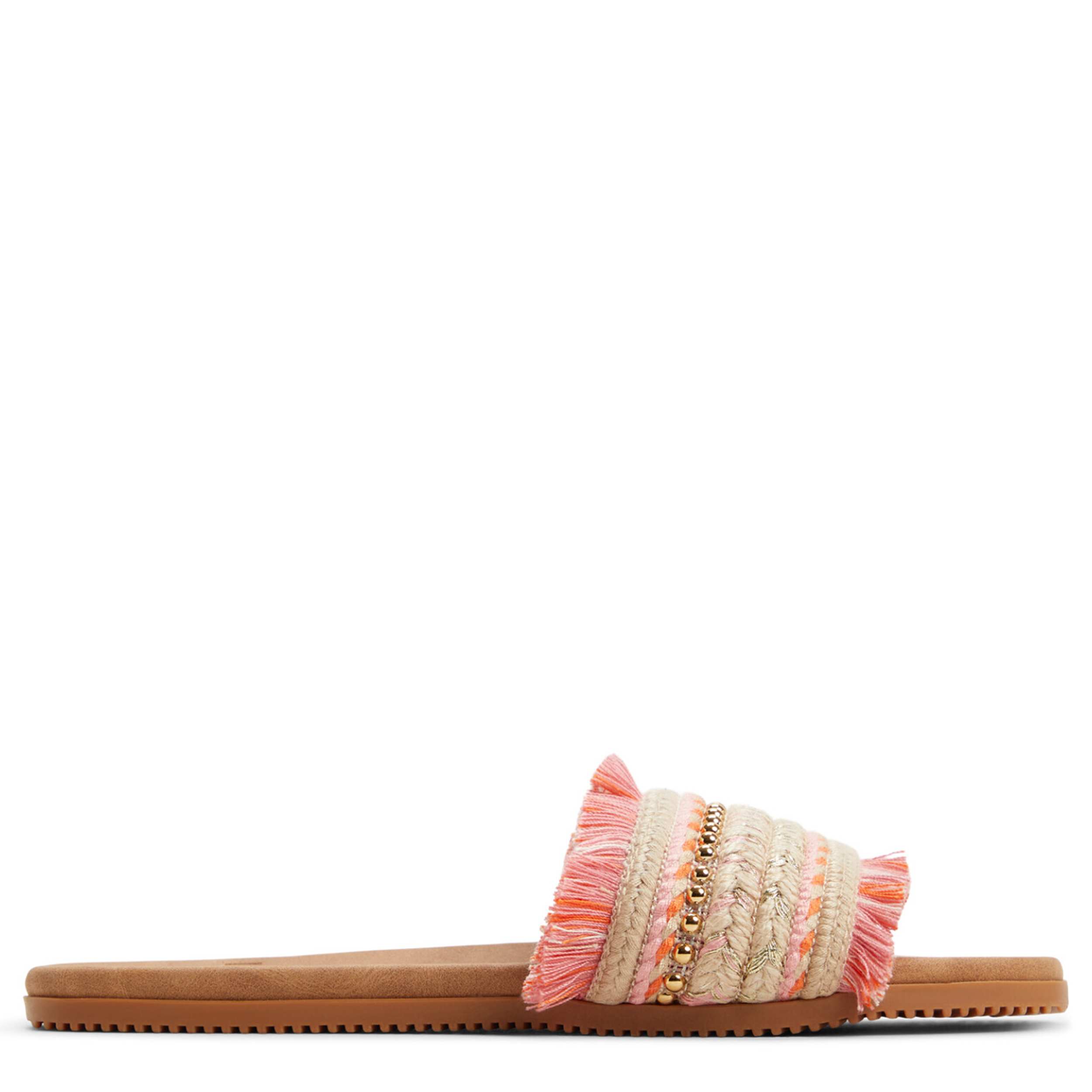 ROXY-WOMENS POSITANO FLAT SANDAL-PINK & MULTICOLOR
