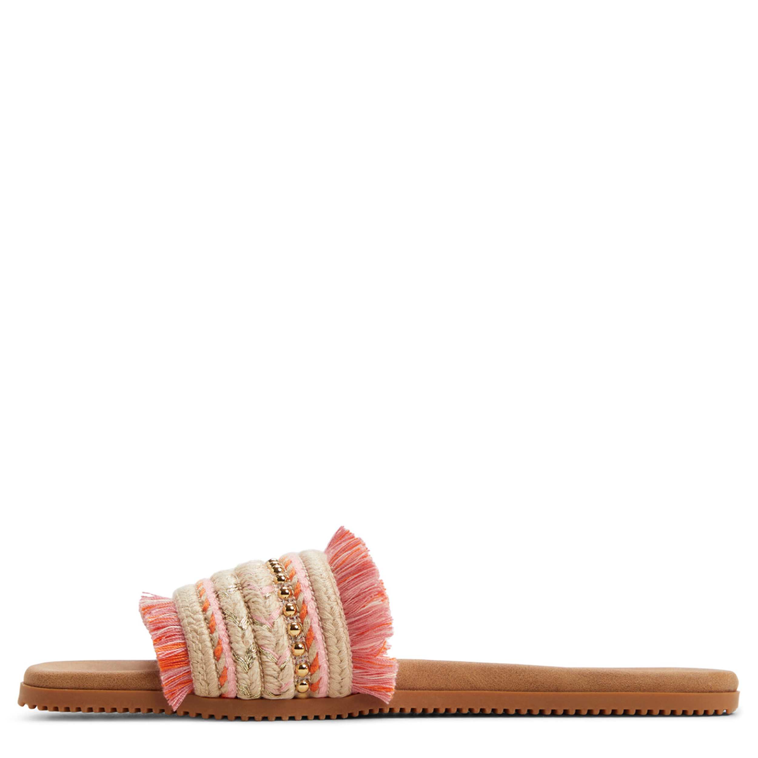 ROXY-WOMENS POSITANO FLAT SANDAL-PINK & MULTICOLOR