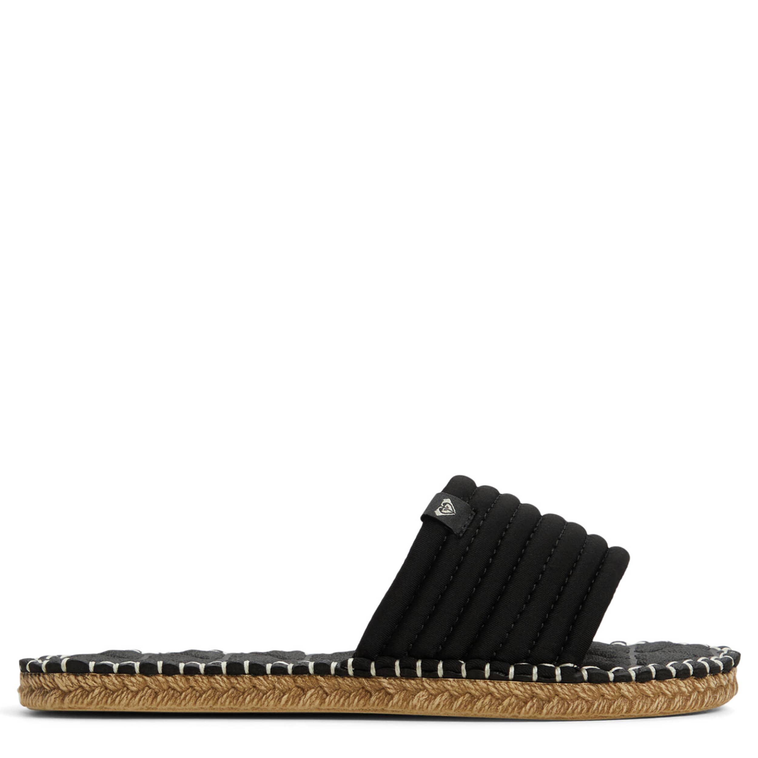ROXY-WOMENS SHORESOFT FLAT SLIDE SANDAL-BLACK & 