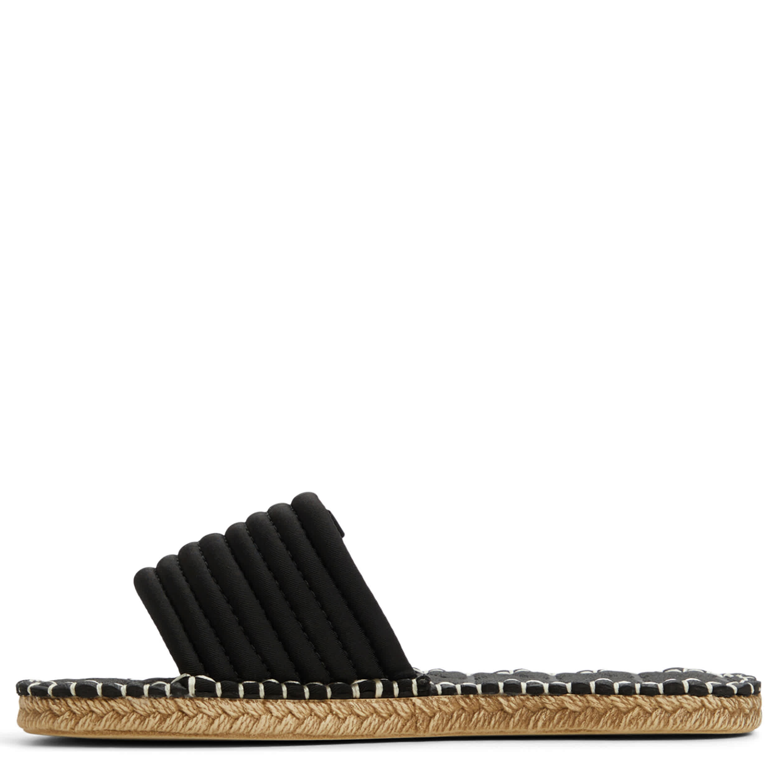 ROXY-WOMENS SHORESOFT FLAT SLIDE SANDAL-BLACK & 