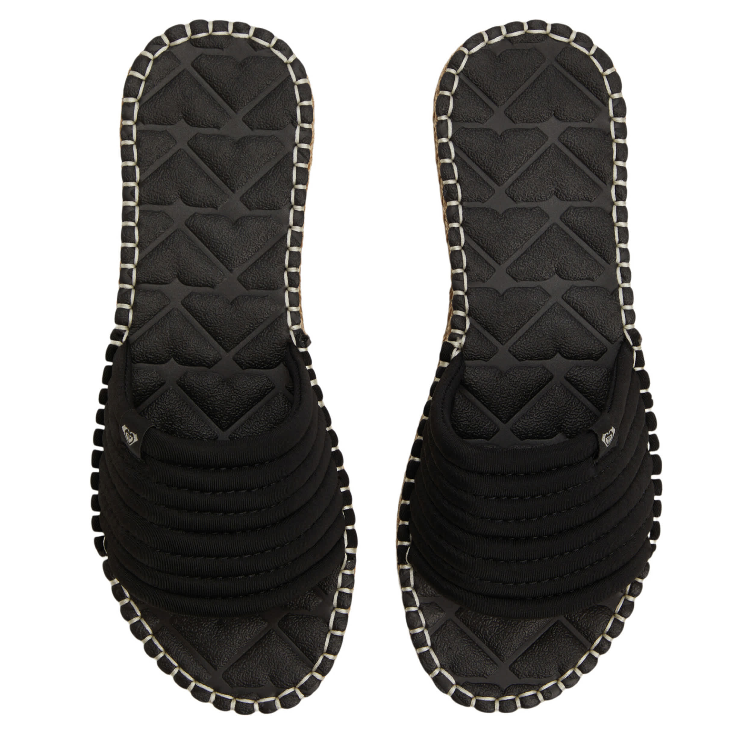 ROXY-WOMENS SHORESOFT FLAT SLIDE SANDAL-BLACK & 