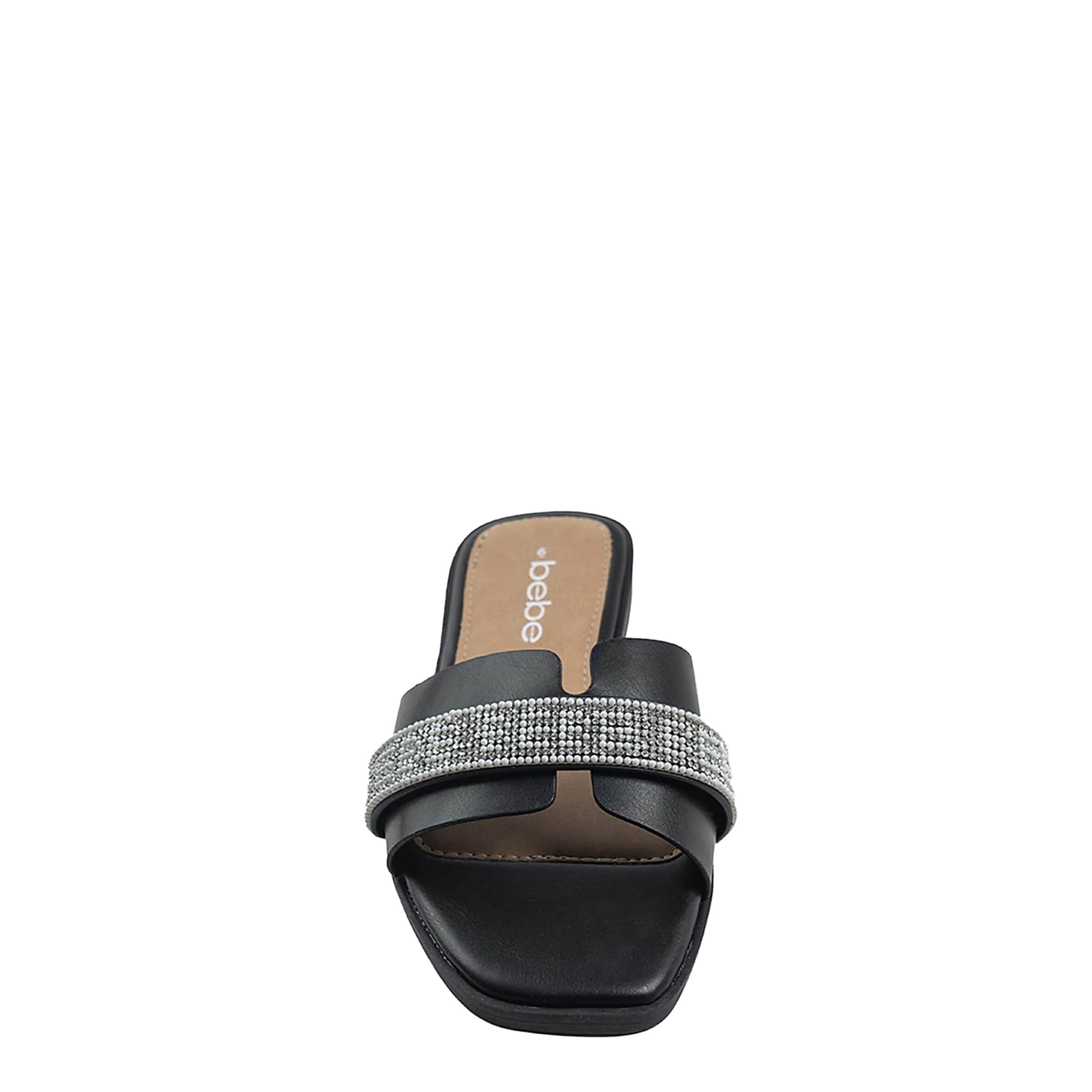 BEBE-WOMENS AMARA SLIDE SANDAL-BLACK & WHITE