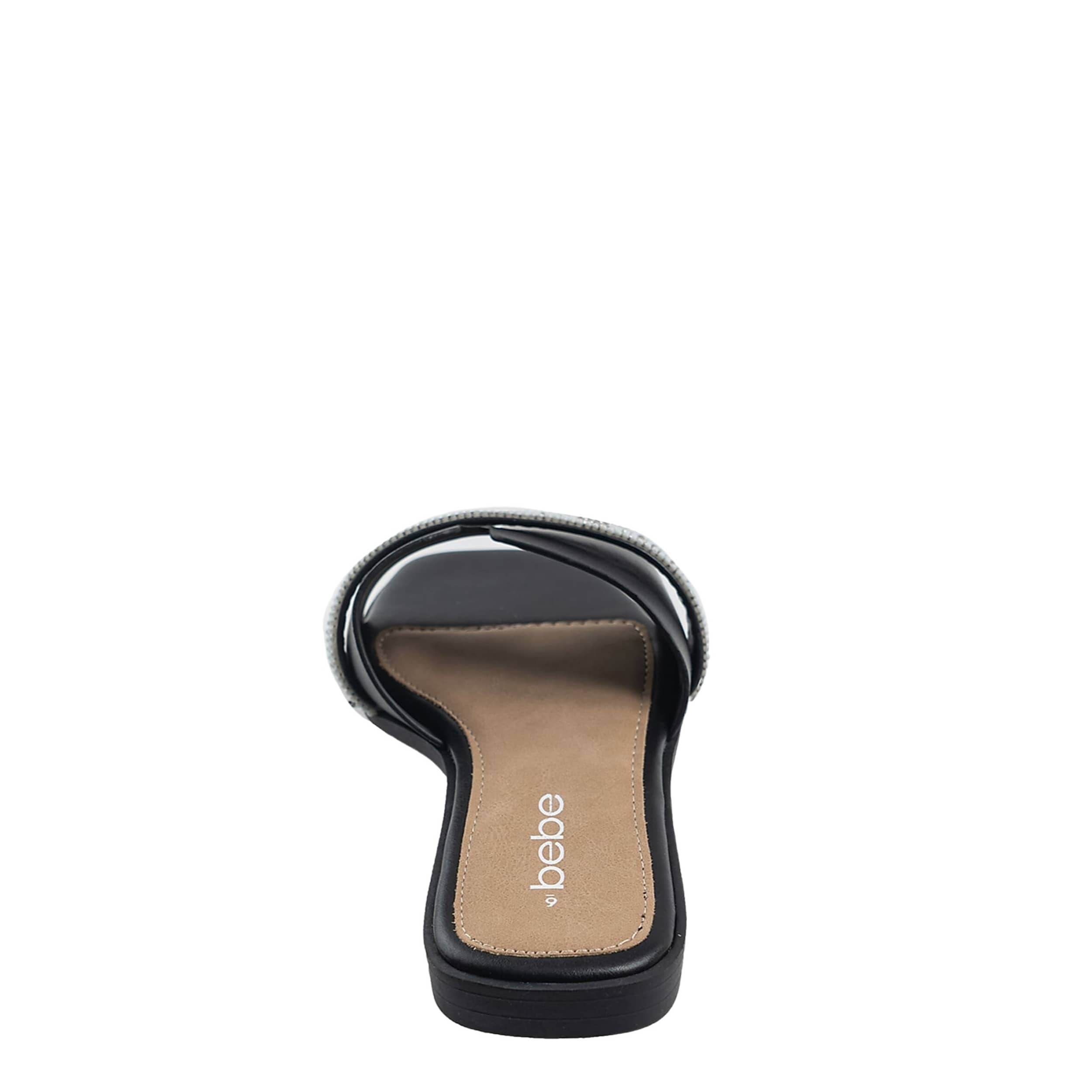BEBE-WOMENS AMARA SLIDE SANDAL-BLACK & WHITE