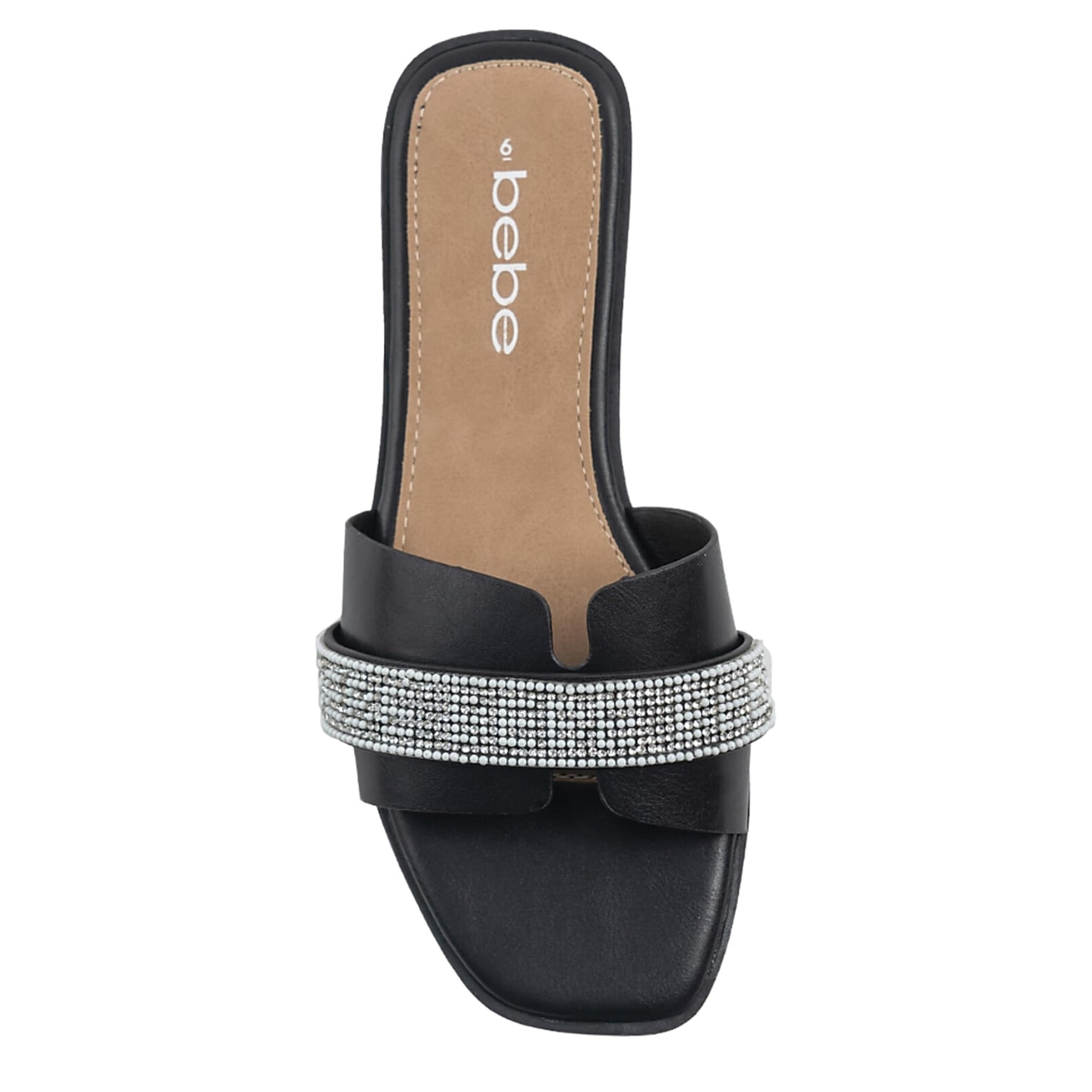 BEBE-WOMENS AMARA SLIDE SANDAL-BLACK & WHITE
