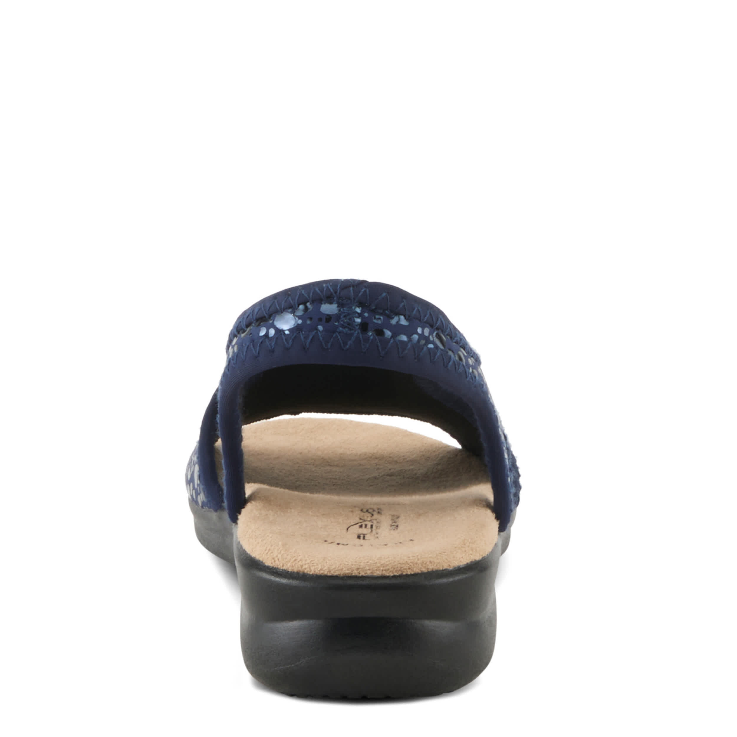 Flexus-WOMENS NYAMAN-CRACKLE FLAT SANDAL-NAVY & 