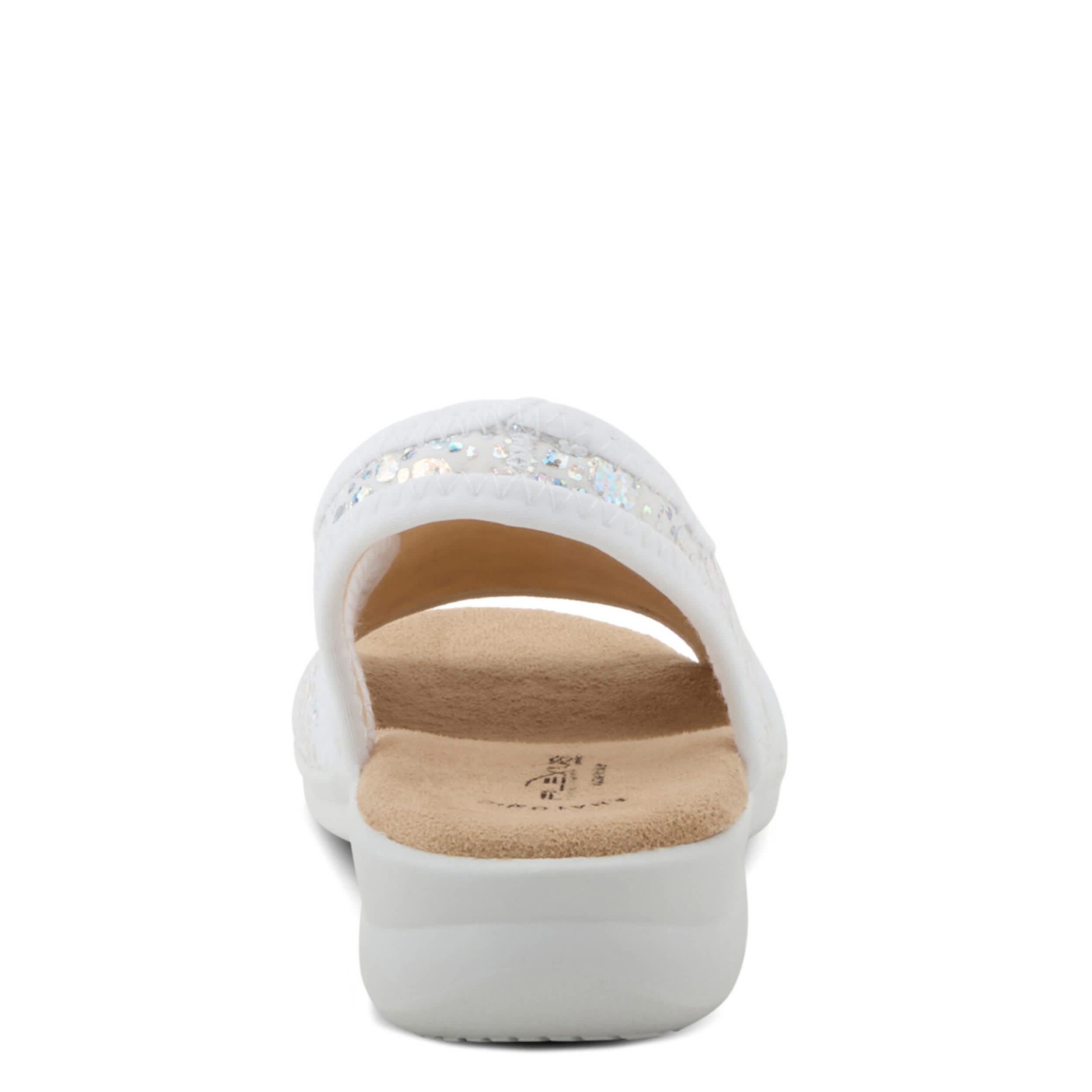 Flexus-WOMENS NYAMAN-CRACKLE FLAT SANDAL-SILVER & 