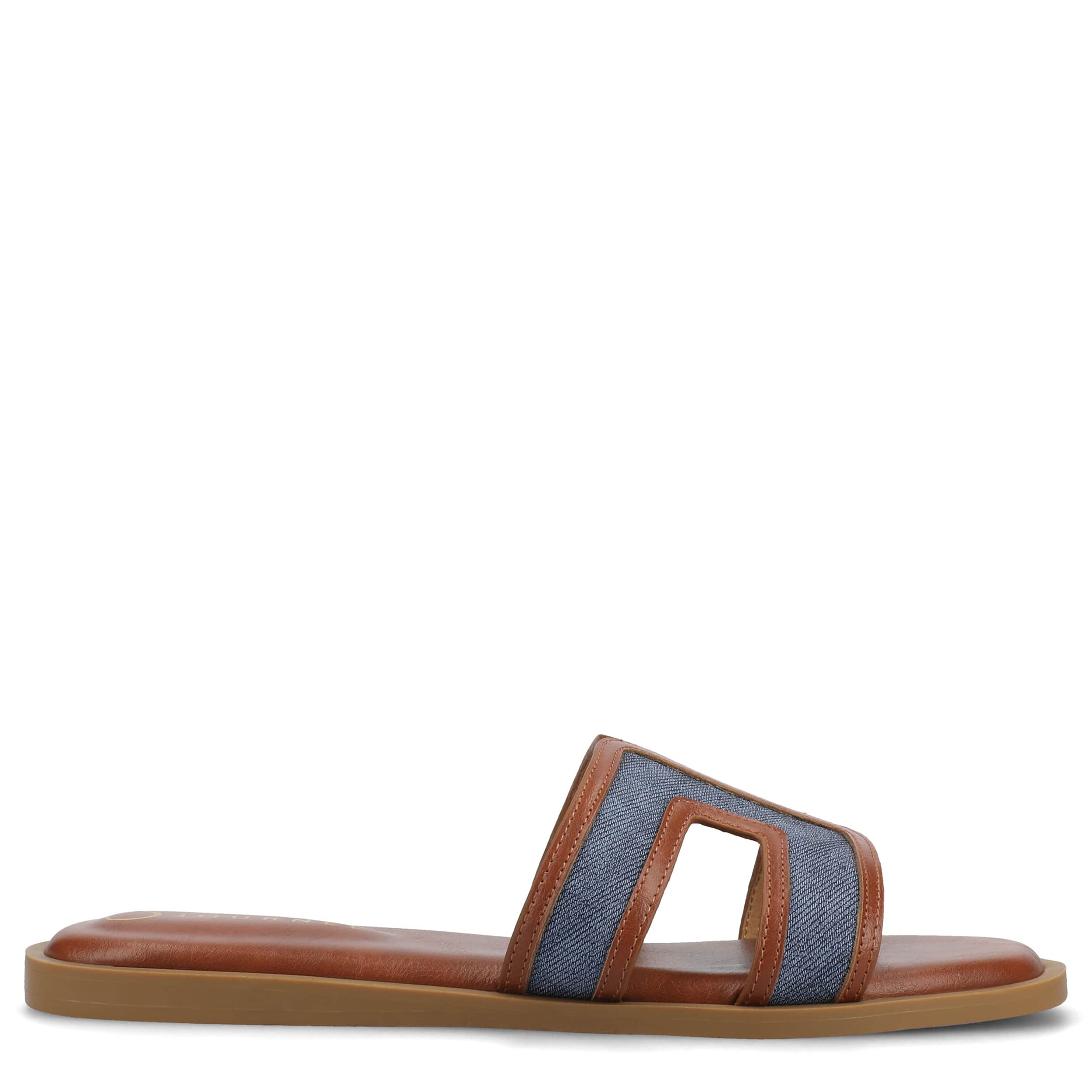 JOURNEE COLLECTION-WOMENS PRIMAH SLIDE SANDAL-DENIM & 