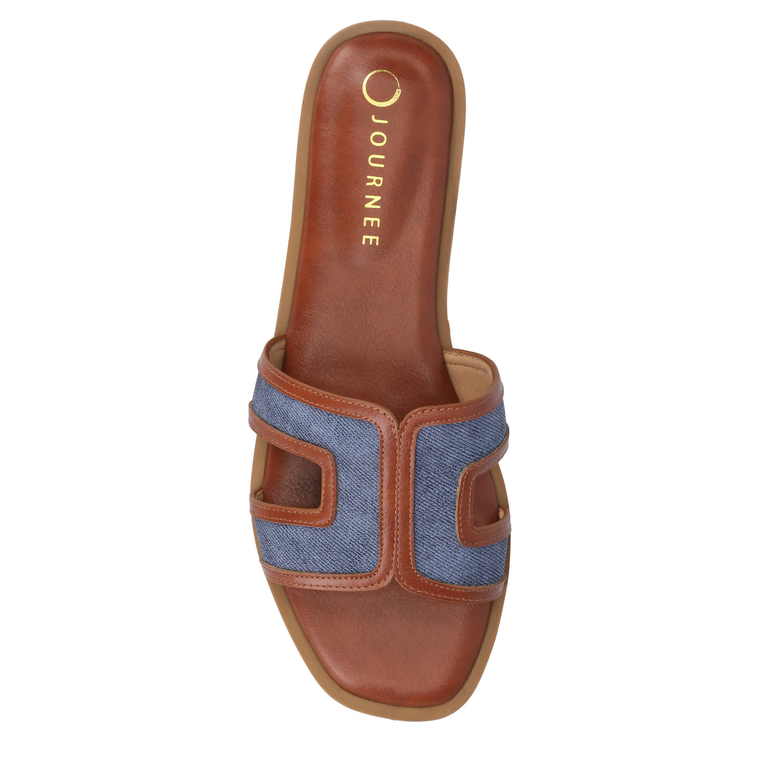 JOURNEE COLLECTION-WOMENS PRIMAH SLIDE SANDAL-DENIM & 