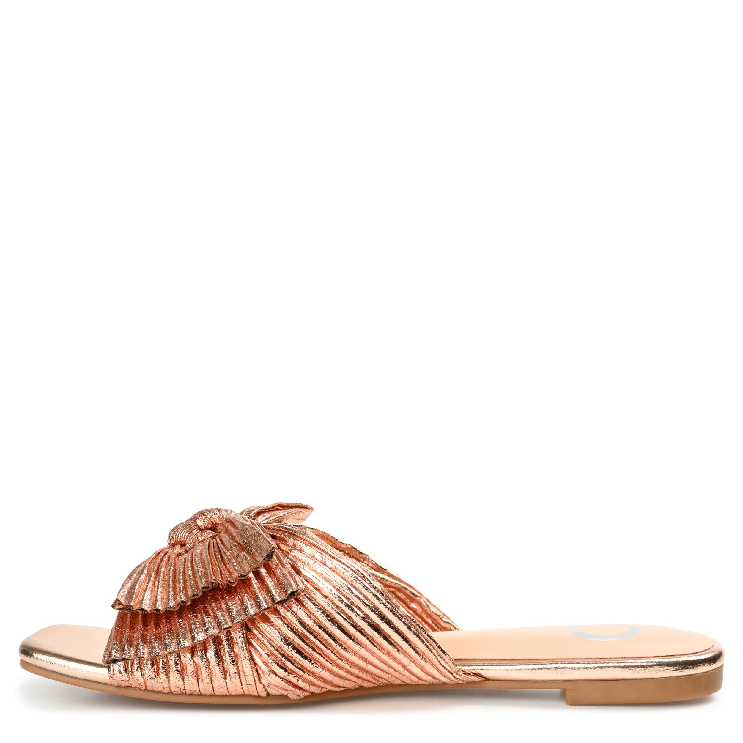 JOURNEE COLLECTION-WOMENS SERLINA SLIDE SANDAL-ROSE GOLD & 