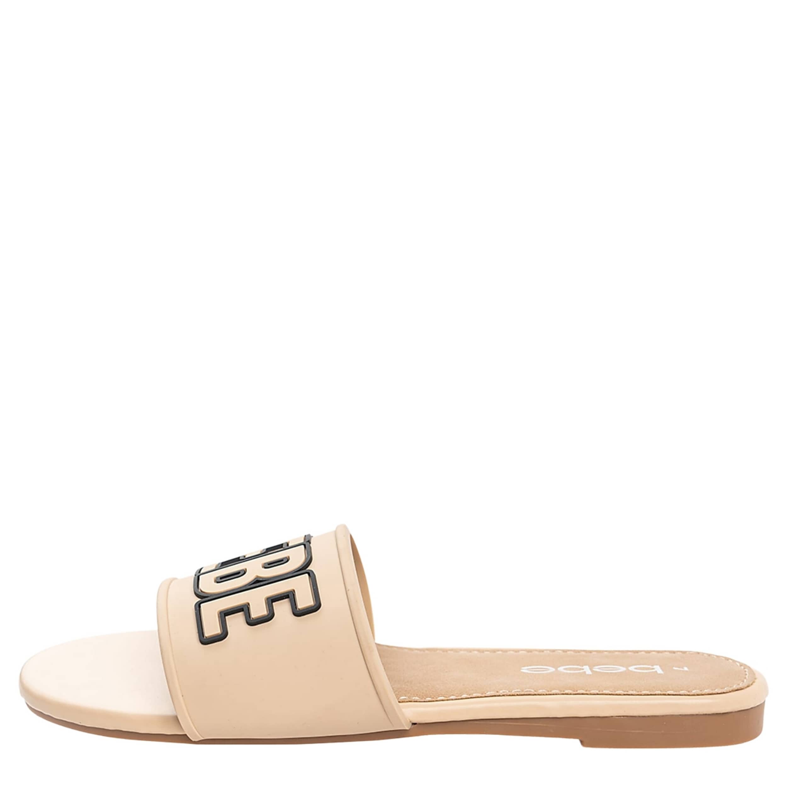 BEBE-WOMENS BAILEY SLIDE SANDAL-NUDE & 