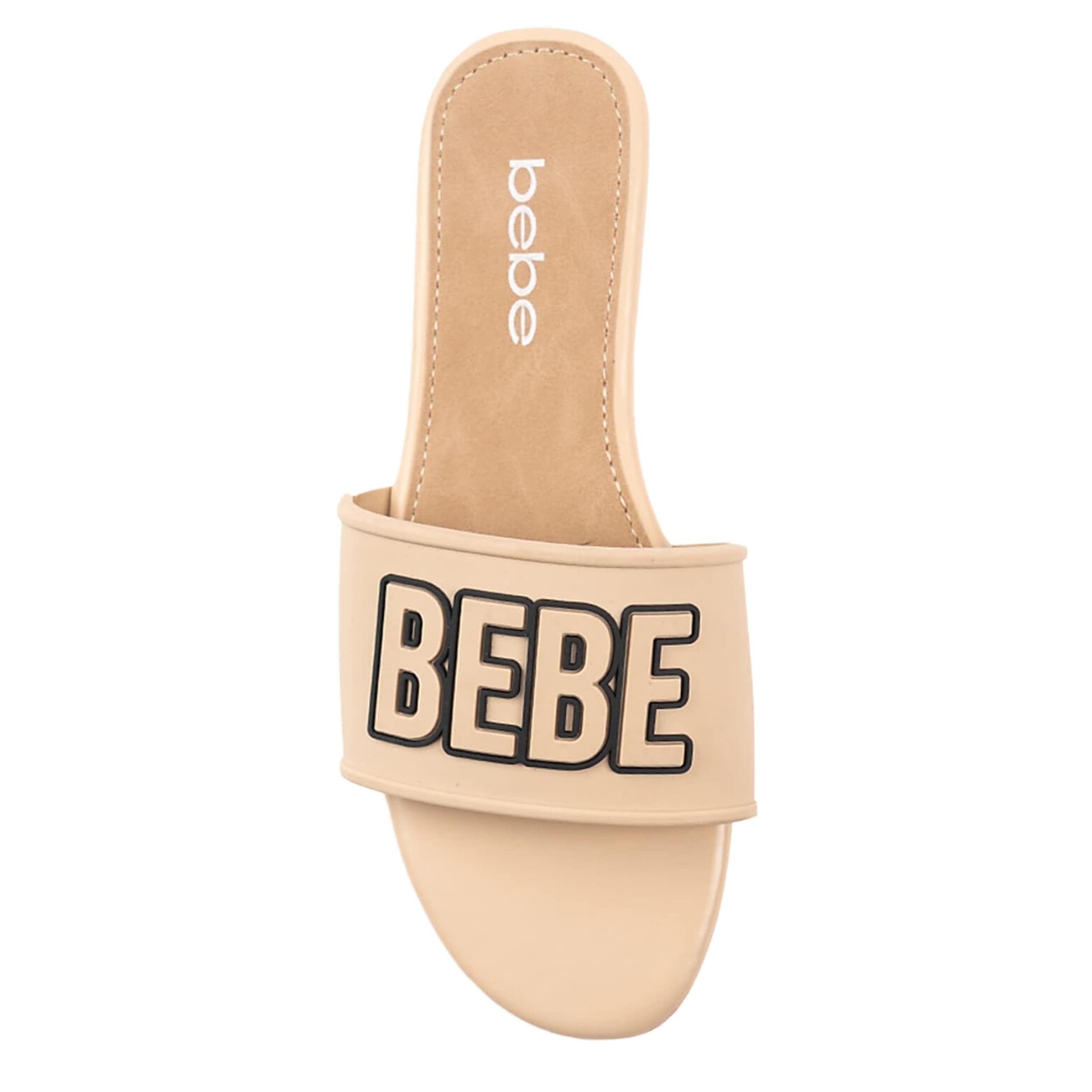 BEBE-WOMENS BAILEY SLIDE SANDAL-NUDE & 