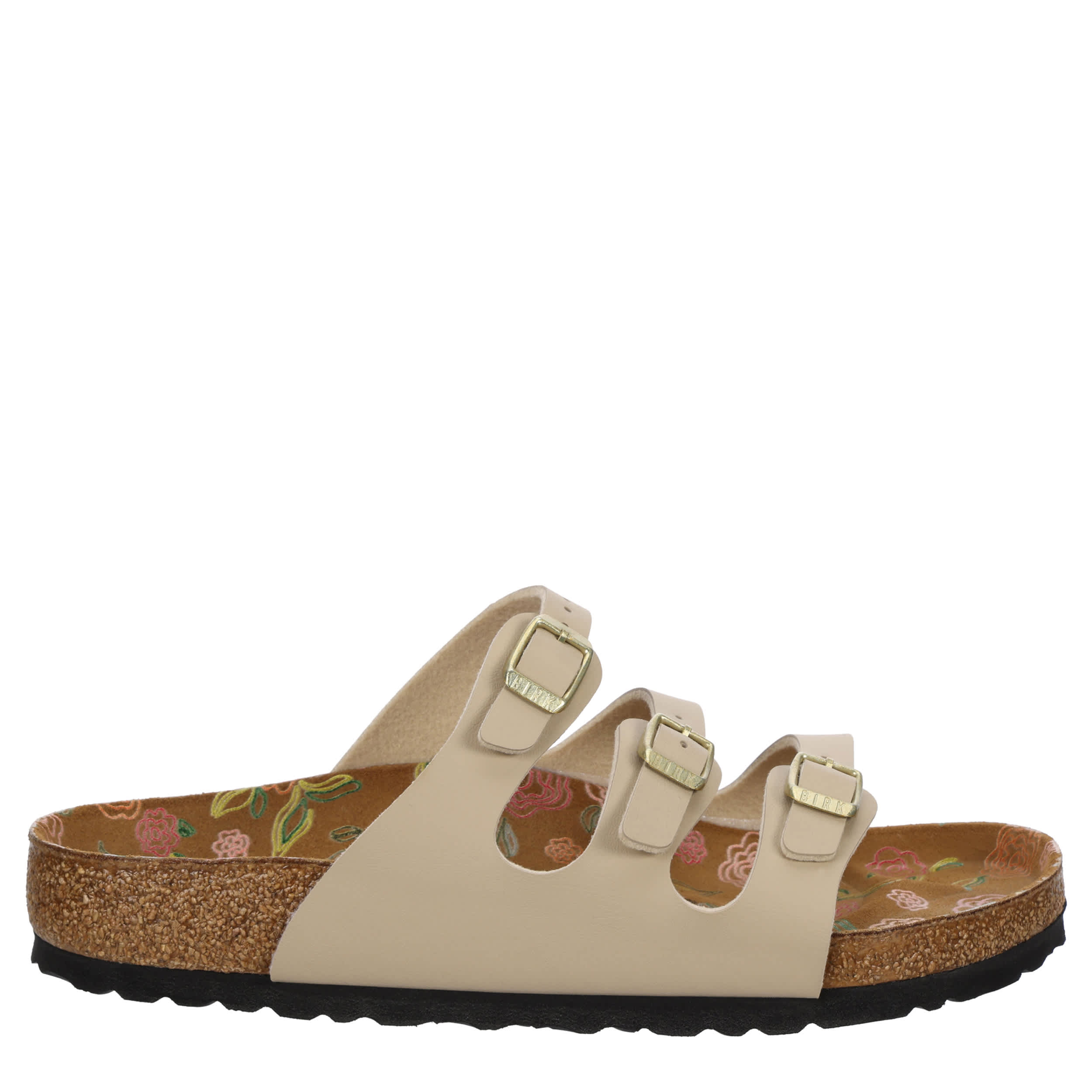 BIRKENSTOCK-WOMENS FLORIDA PRINTED FOOTBED SANDAL-SAND & 