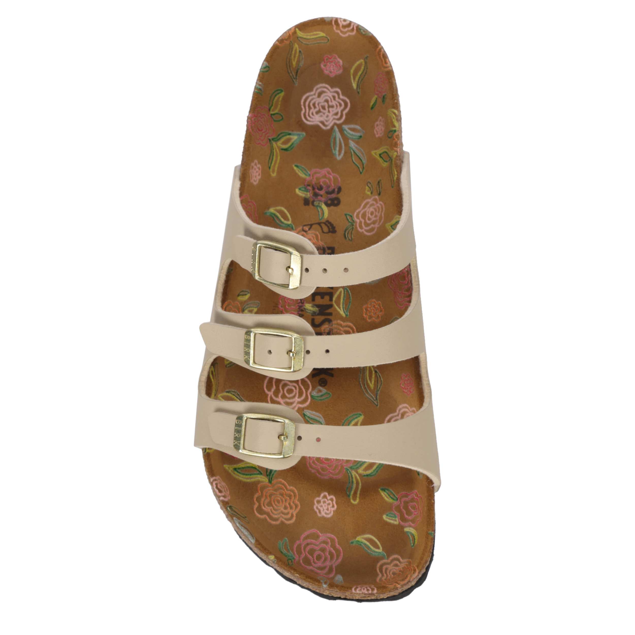 BIRKENSTOCK-WOMENS FLORIDA PRINTED FOOTBED SANDAL-SAND & 