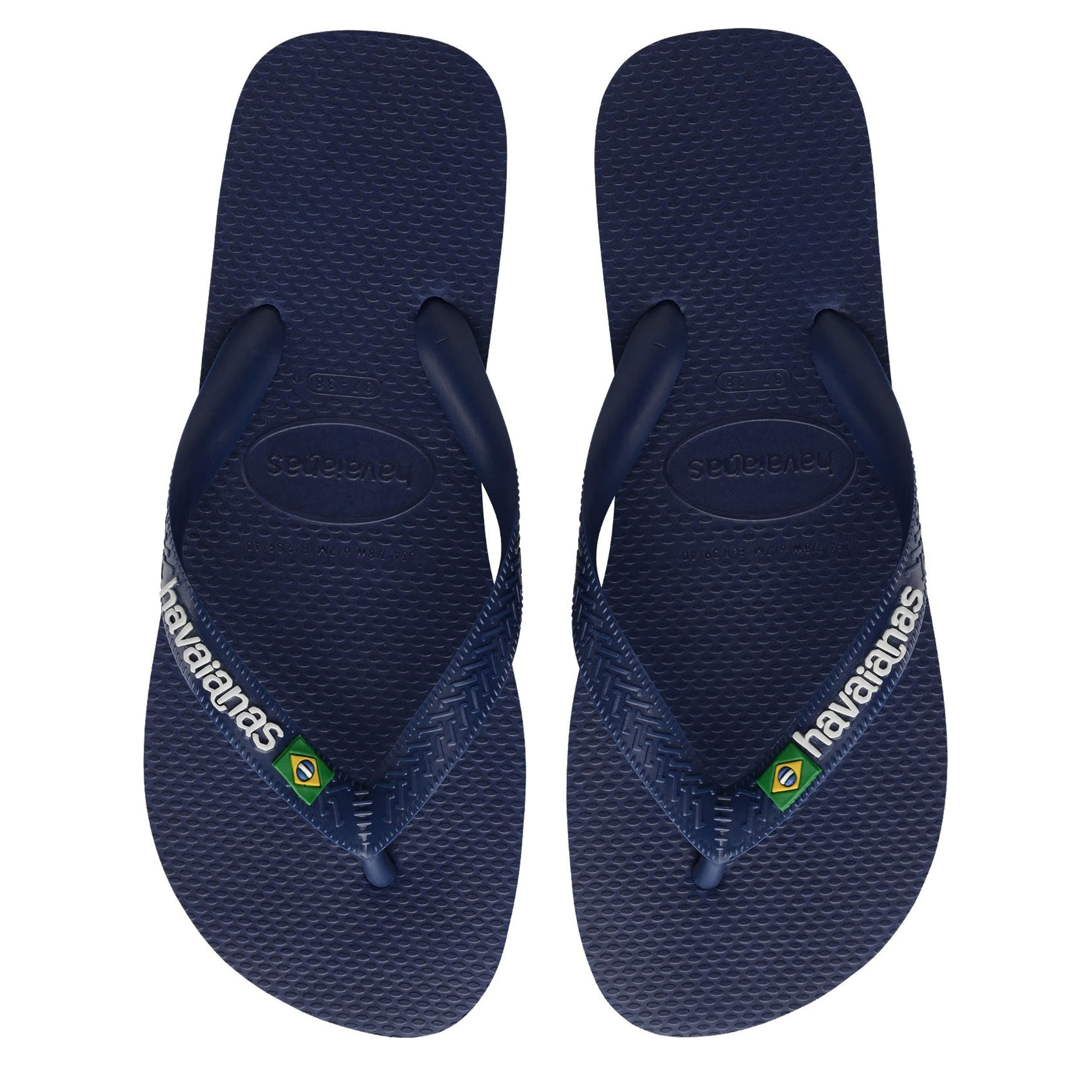 HAVAIANAS-WOMENS BRAZIL LOGO FLIP FLOPS-NAVY & 