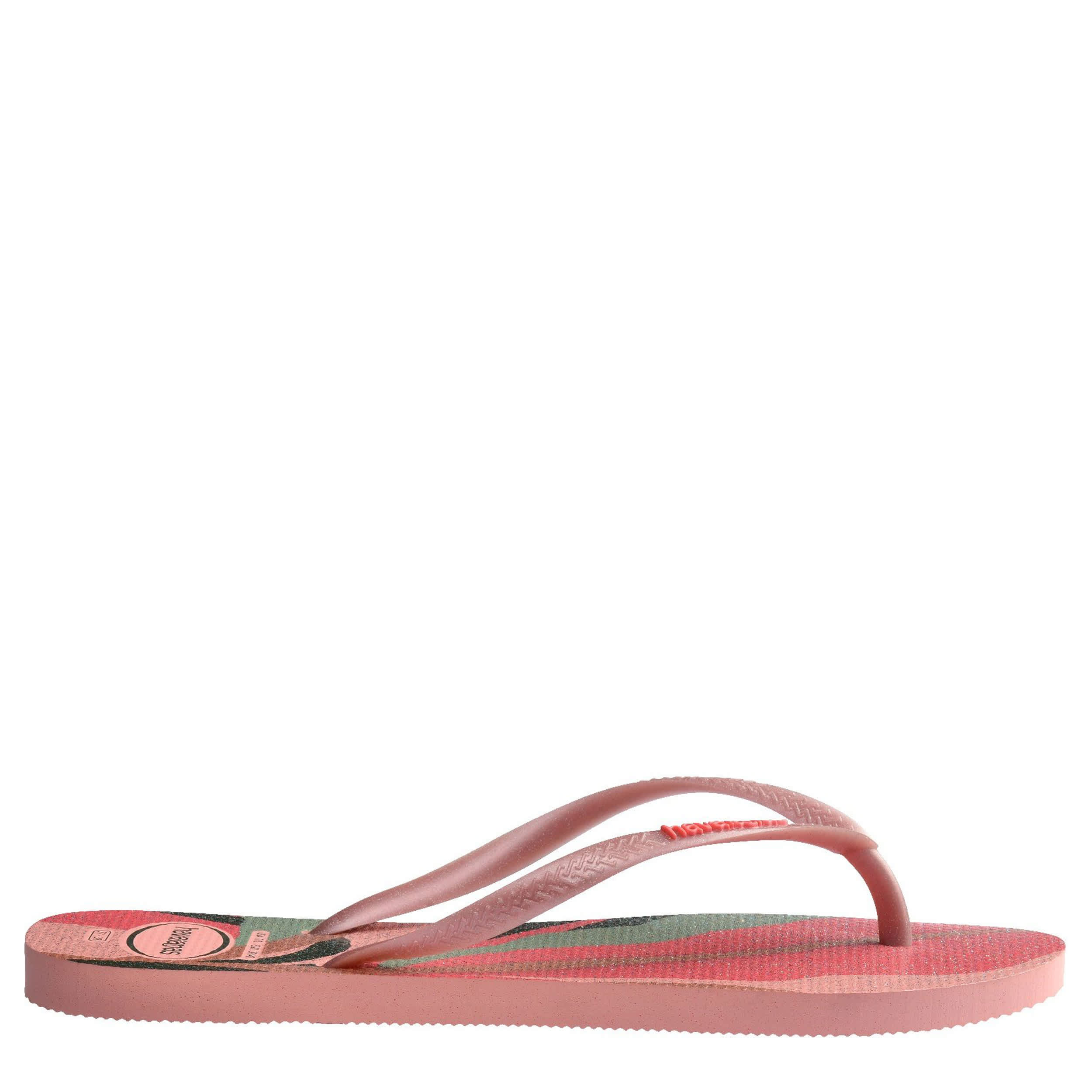 HAVAIANAS-WOMENS PALETTE GLOW FLIP FLOPS-PINK & FLORAL