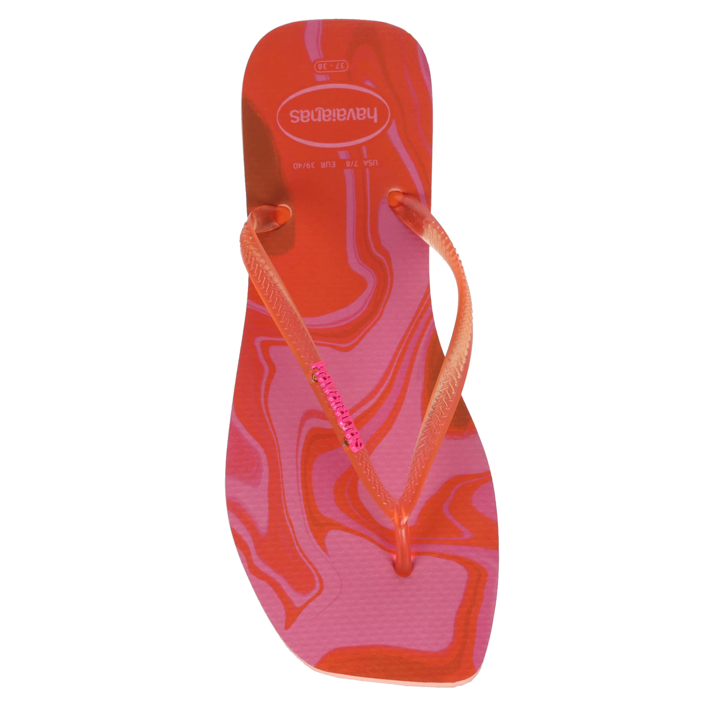 HAVAIANAS-WOMENS SQUARE JELLY FLIP FLOPS-PINK & FLORAL