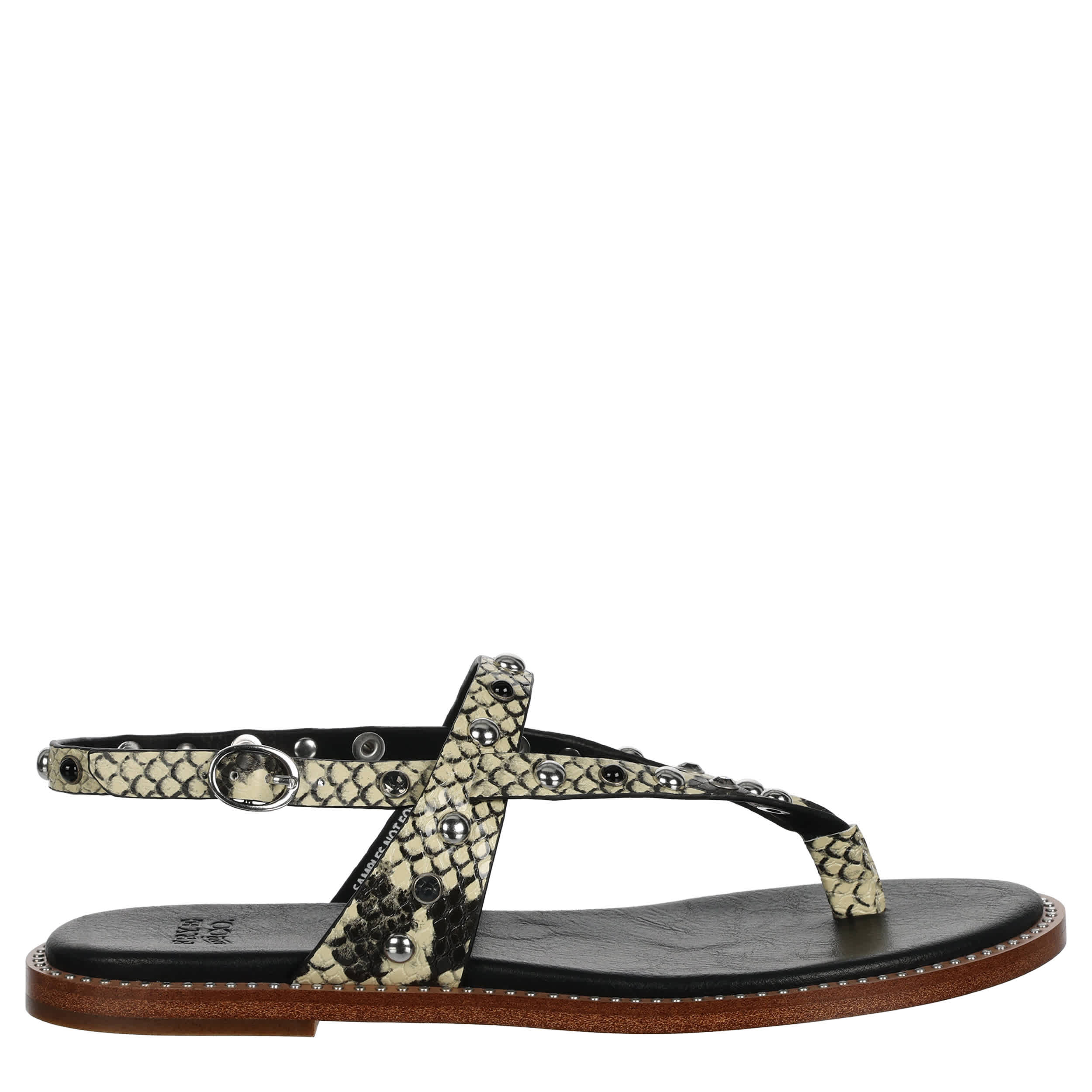 FRYE & CO-WOMENS BUCKY STUDDED THONG SANDAL-SNAKE & 