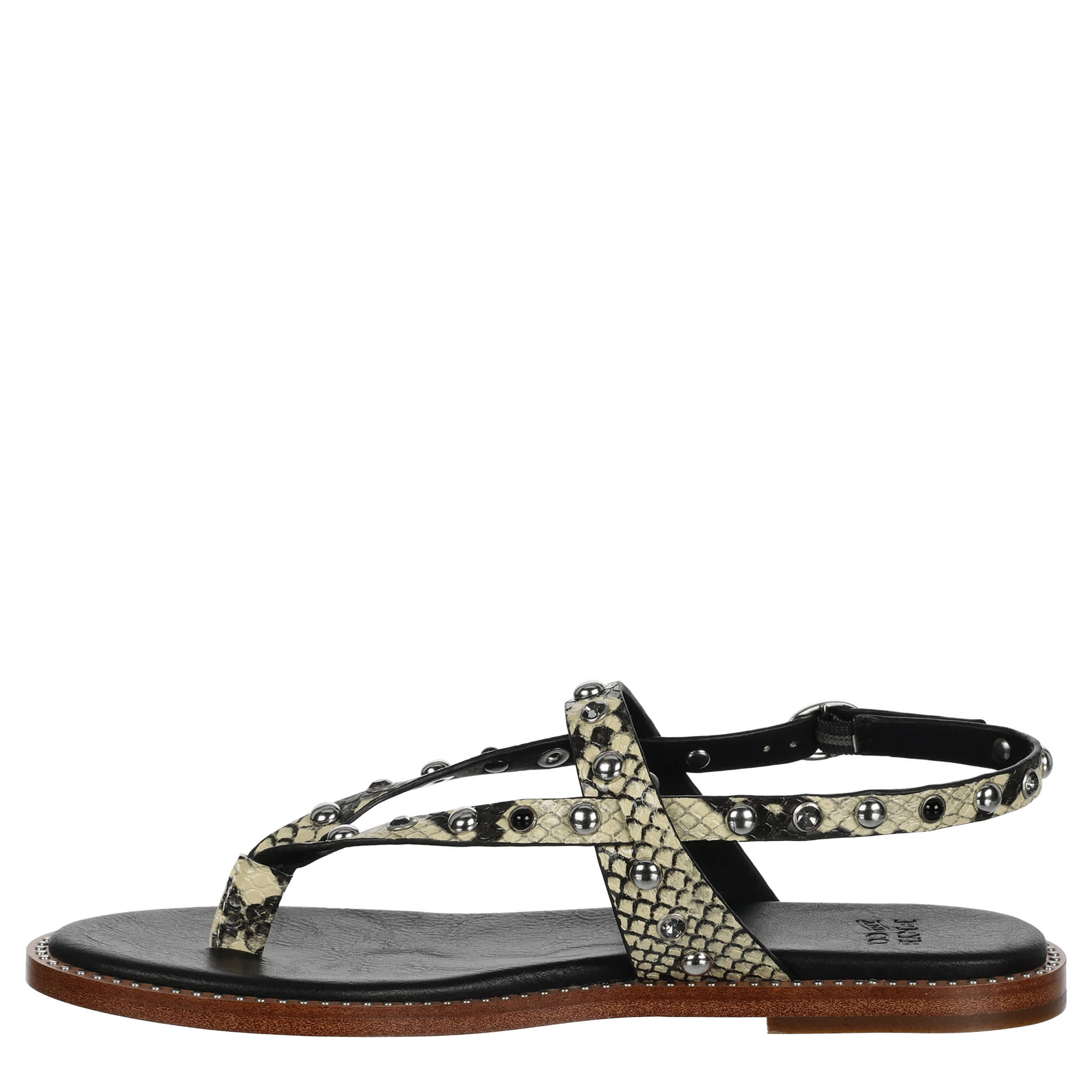 FRYE & CO-WOMENS BUCKY STUDDED THONG SANDAL-SNAKE & 