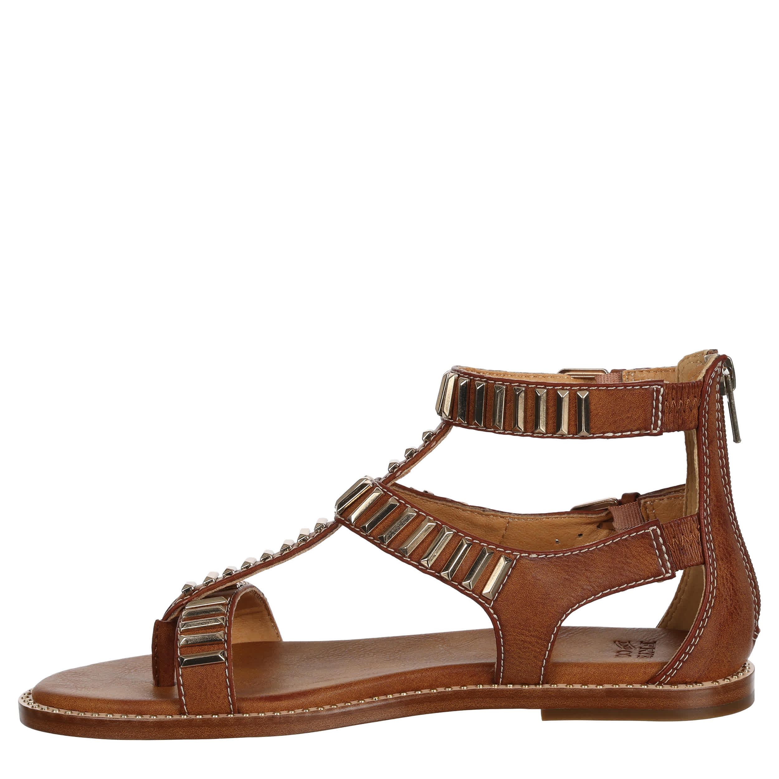 FRYE & CO-WOMENS BUCKY T-STRAP GLADIATOR SANDAL-DARK TAN & 