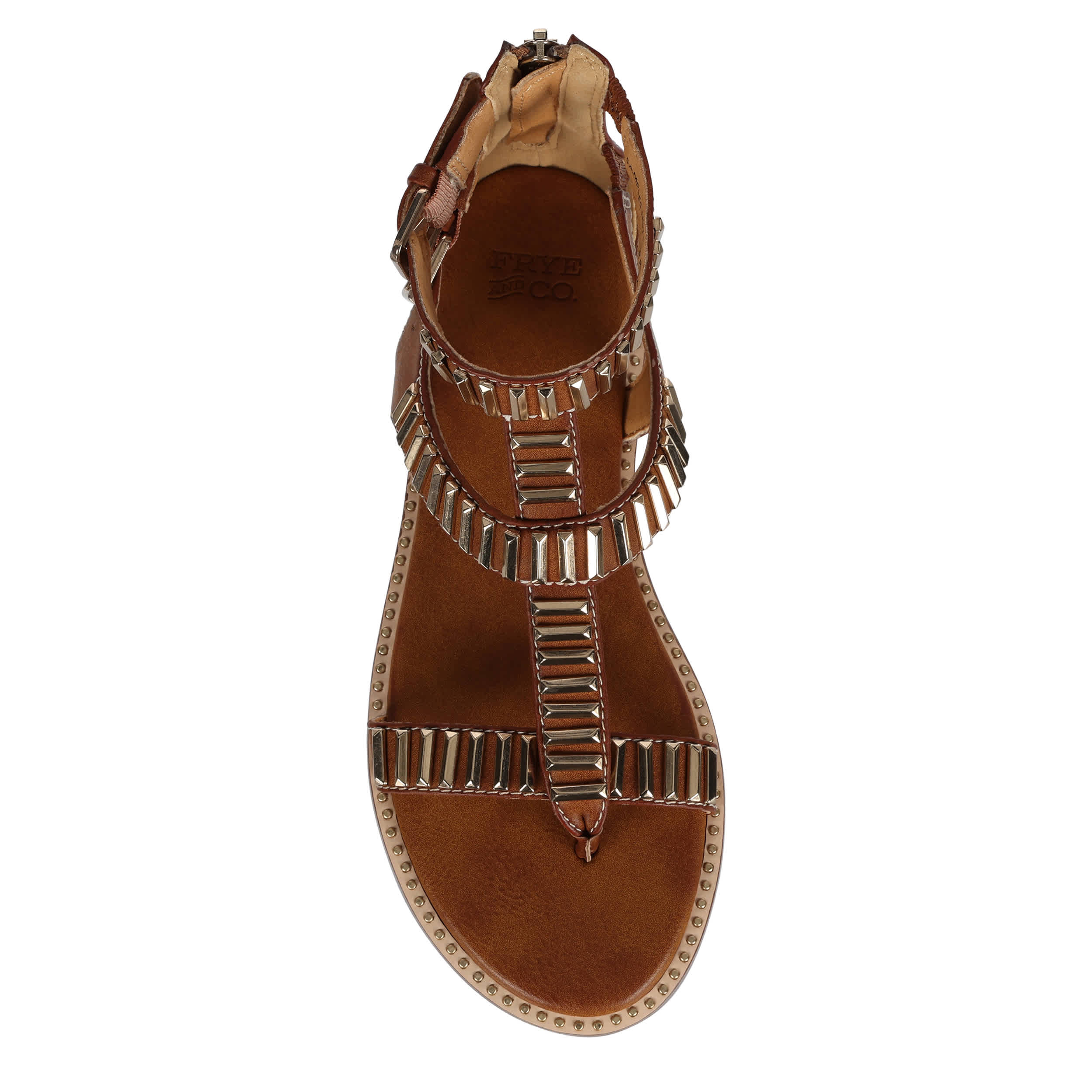 FRYE & CO-WOMENS BUCKY T-STRAP GLADIATOR SANDAL-DARK TAN & 