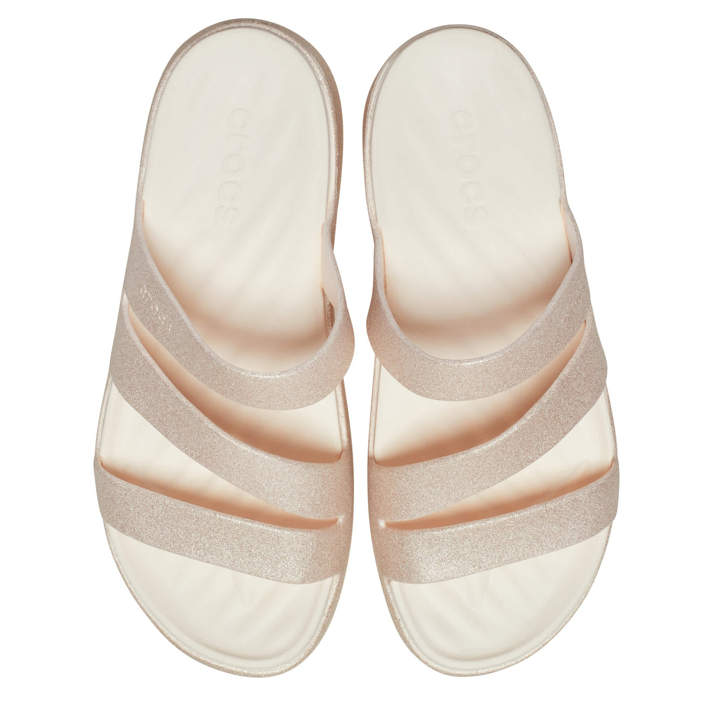 CROCS-WOMENS GETAWAY GLIMMER STRAPPY SANDAL-PEACH & 
