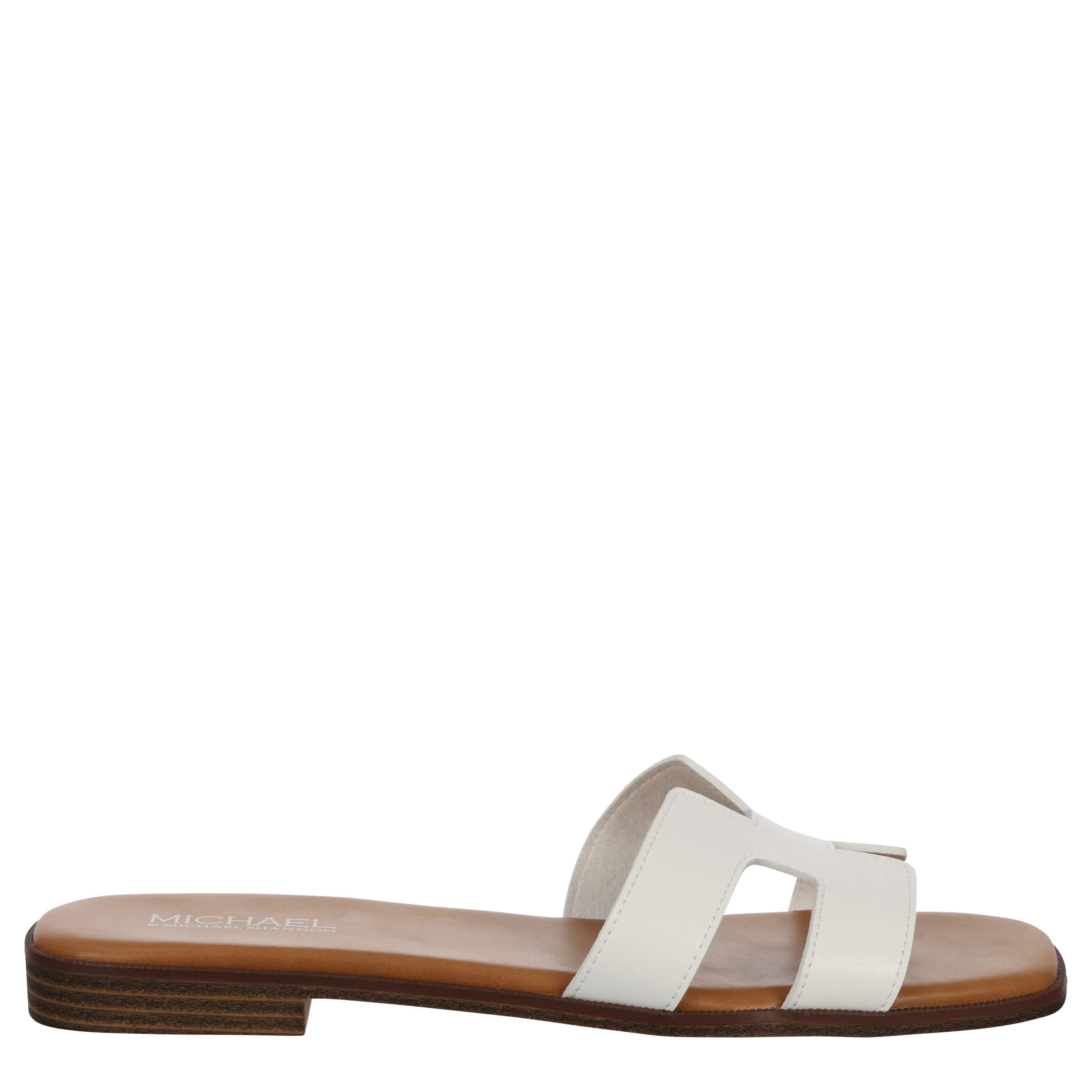 MICHAEL BY MICHAEL SHANNON-WOMENS AYDEN SLIDE SANDAL-WHITE & 