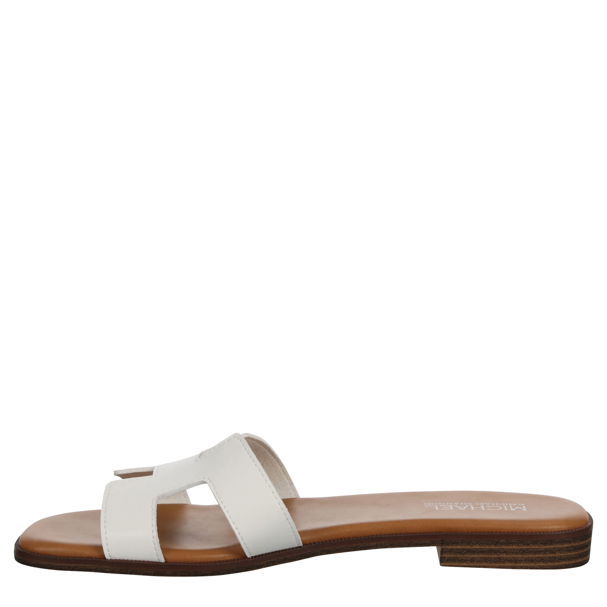 MICHAEL BY MICHAEL SHANNON-WOMENS AYDEN SLIDE SANDAL-WHITE & 