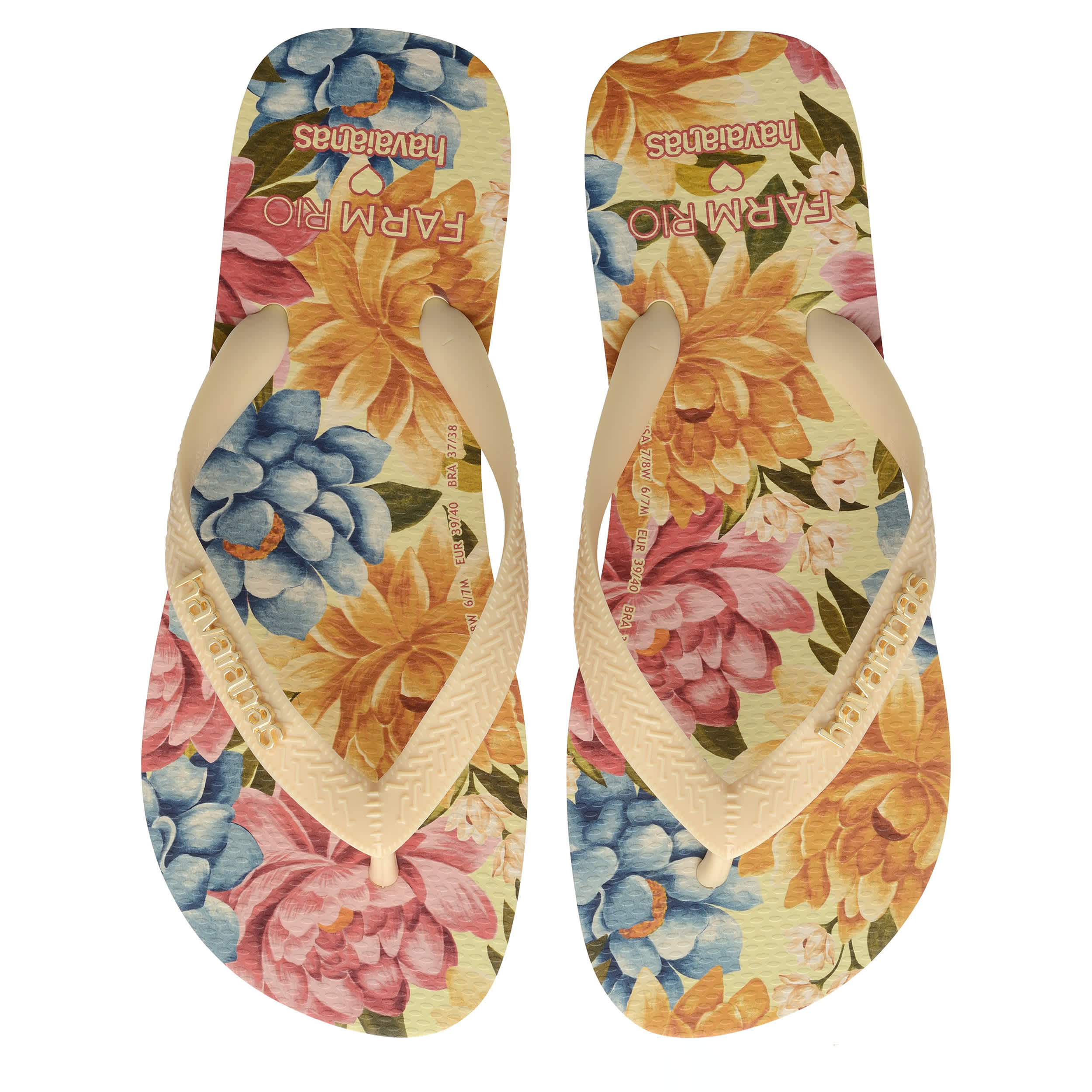 HAVAIANAS-WOMENS FARM RIO FLIP FLOPS-YELLOW & 
