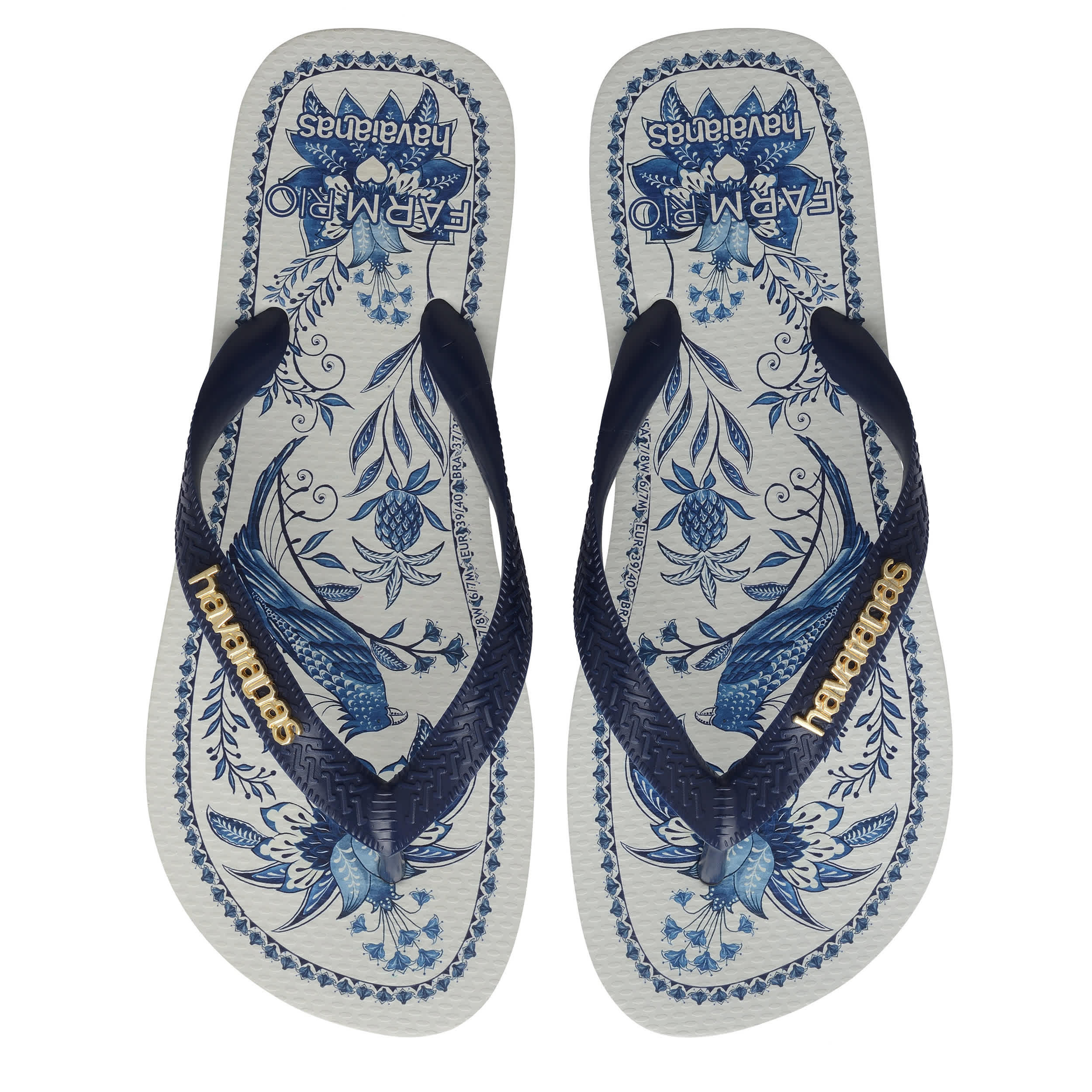 HAVAIANAS-WOMENS FARM RIO FLIP FLOPS-BLUE & 